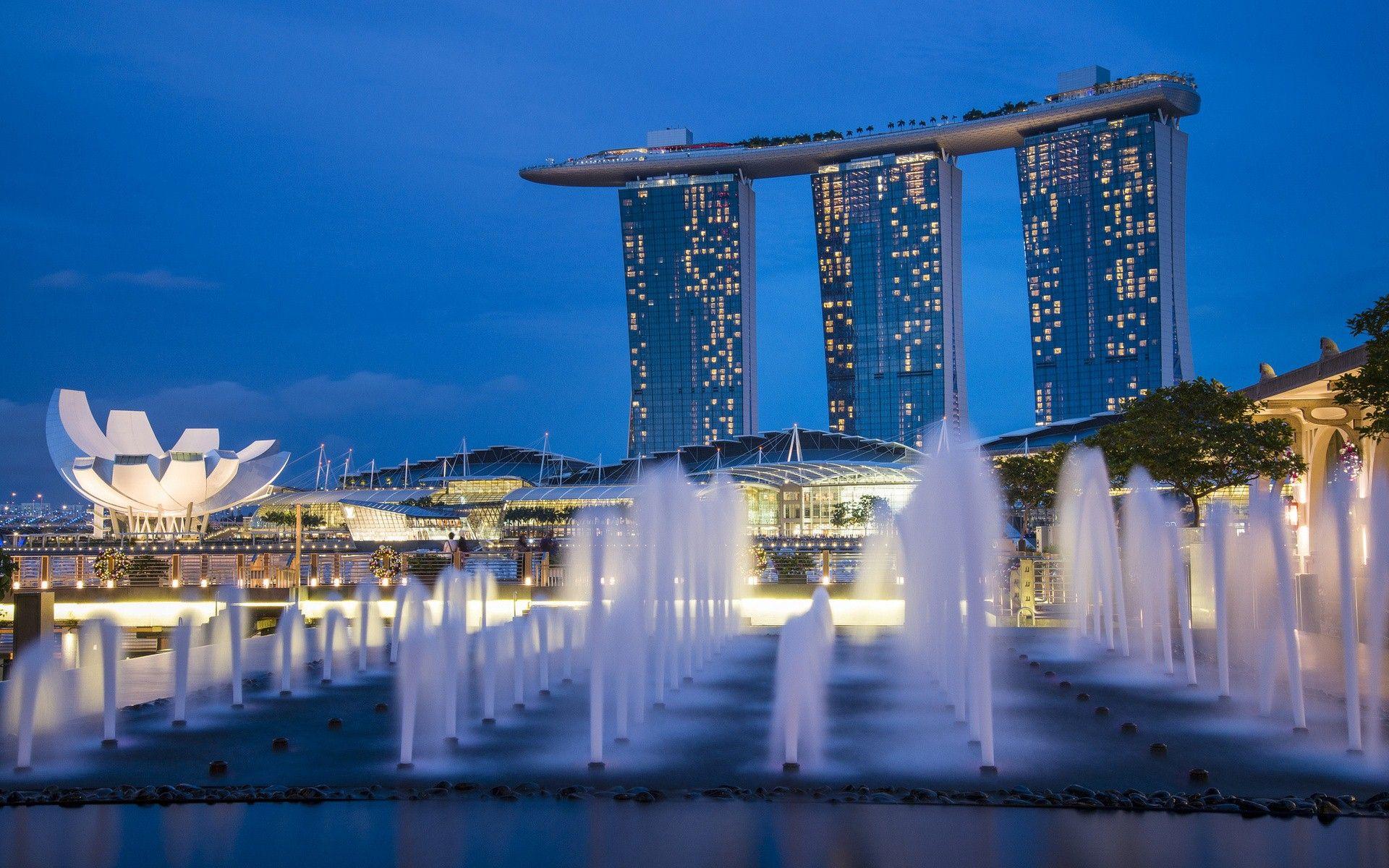 1920x1200 Singapore Country Fountain HD Wallpaper