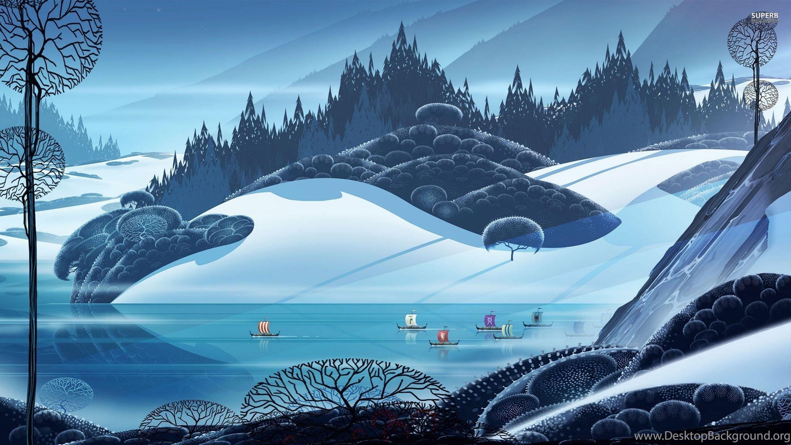 2560x1440 Viking Ship Race Wallpaper Digital Art Wallpaper Desktop