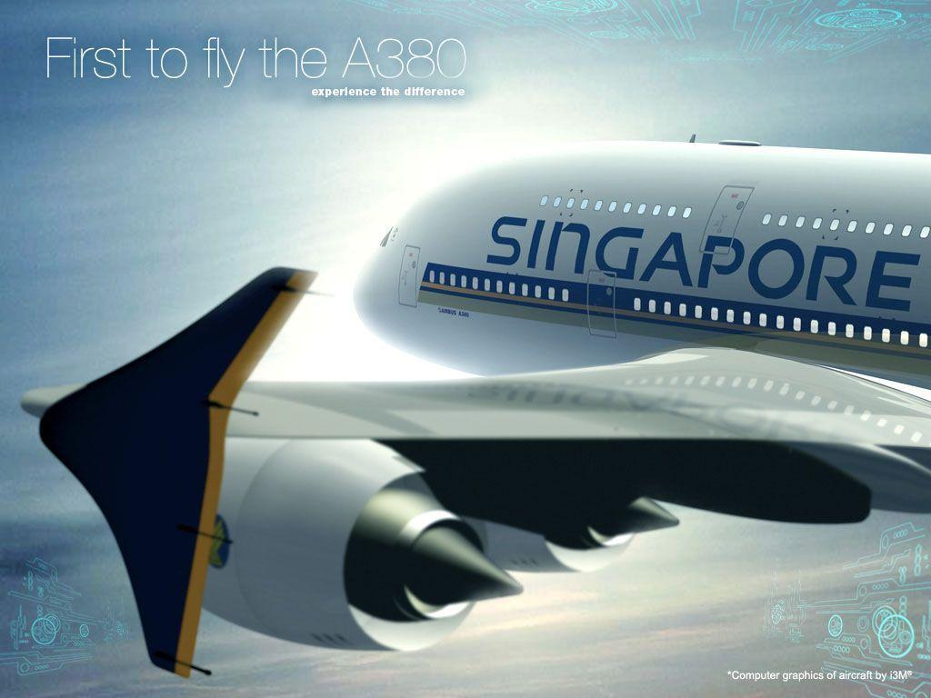 1024x768 Singapore Airlines First to fly the A380 wallpaper