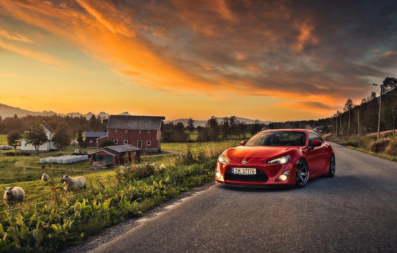 1332x850 Wallpaper car, landscape, sheep, toyota, gt86 image