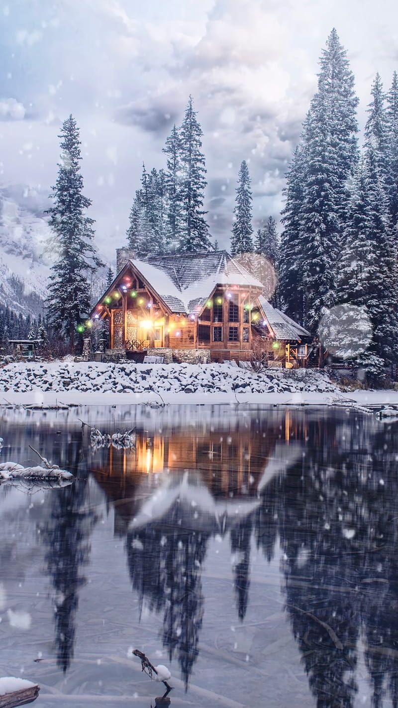 800x1422 Christmas Cabin, cozy, holiday, home