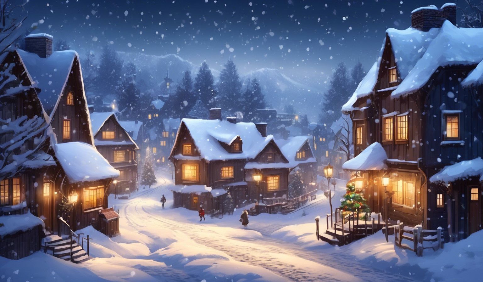 1536x896 Christmas Eve In A Cozy Snow Covered