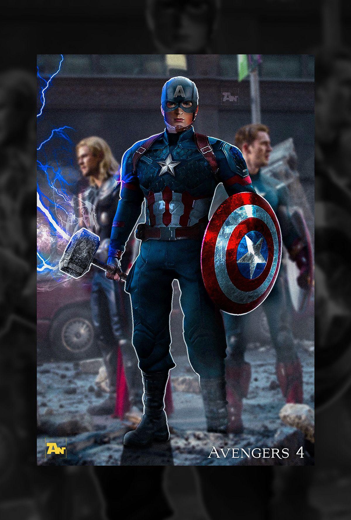 1200x1778 Captain America with Thor Hammer. Avengers 4