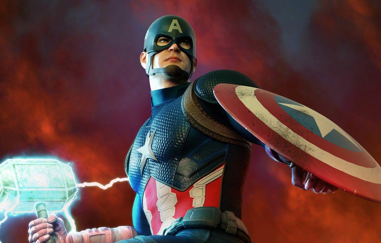 1332x850 Wallpaper hammer, hero, Captain America, Chris Evans, MARVEL