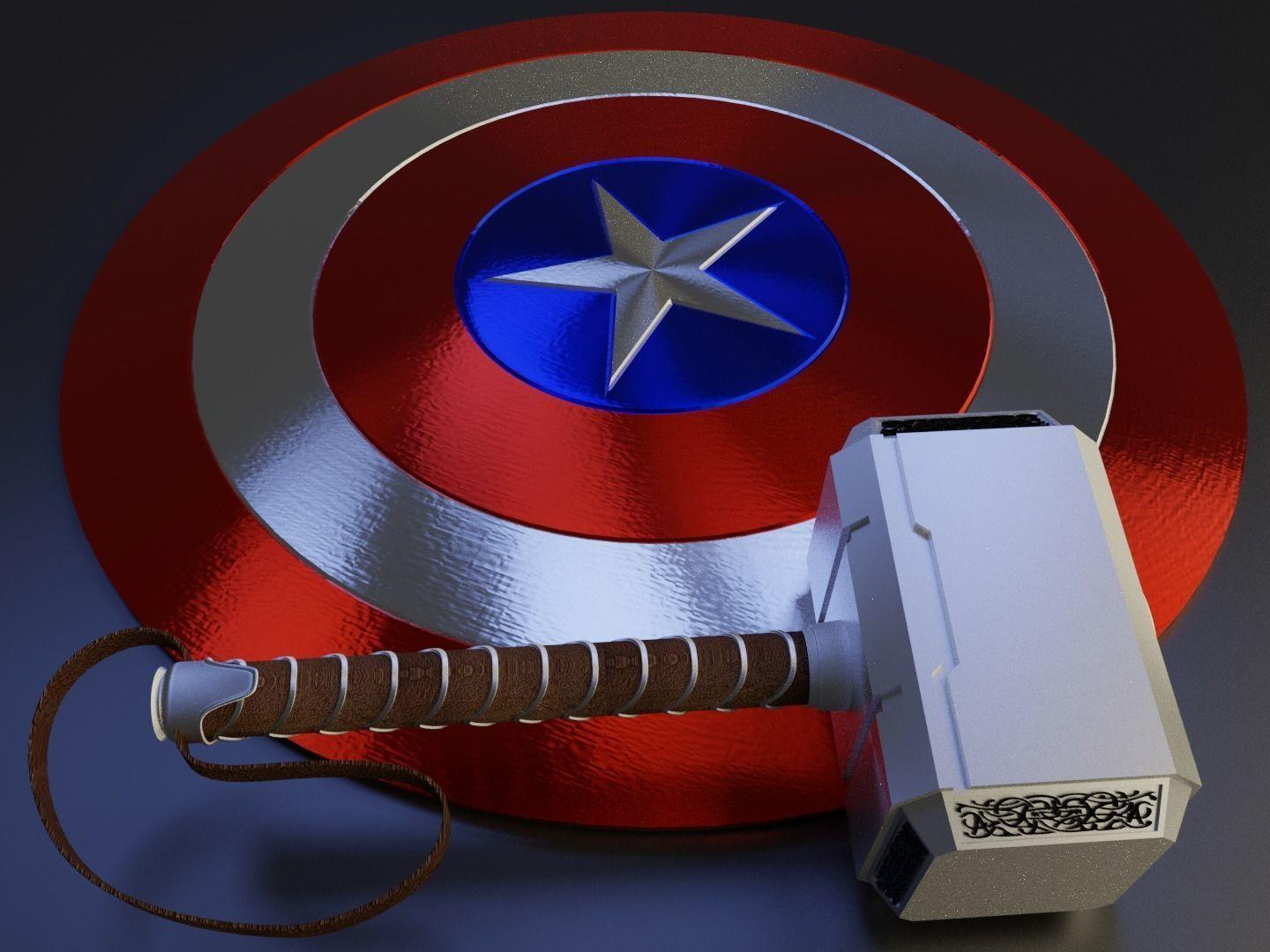 1440x1080 Thor Hammer And Captain America ShieldD model