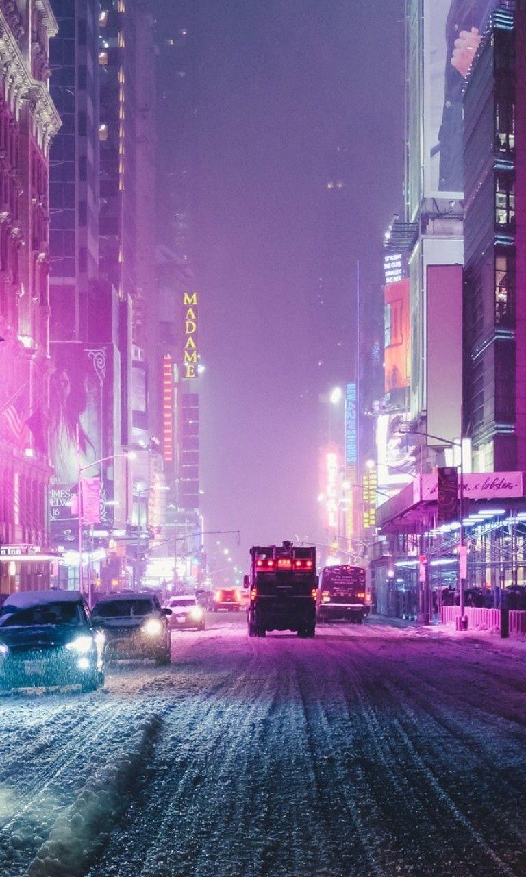 768x1280 Traffic at New York night HD Wallpaper 768x1280