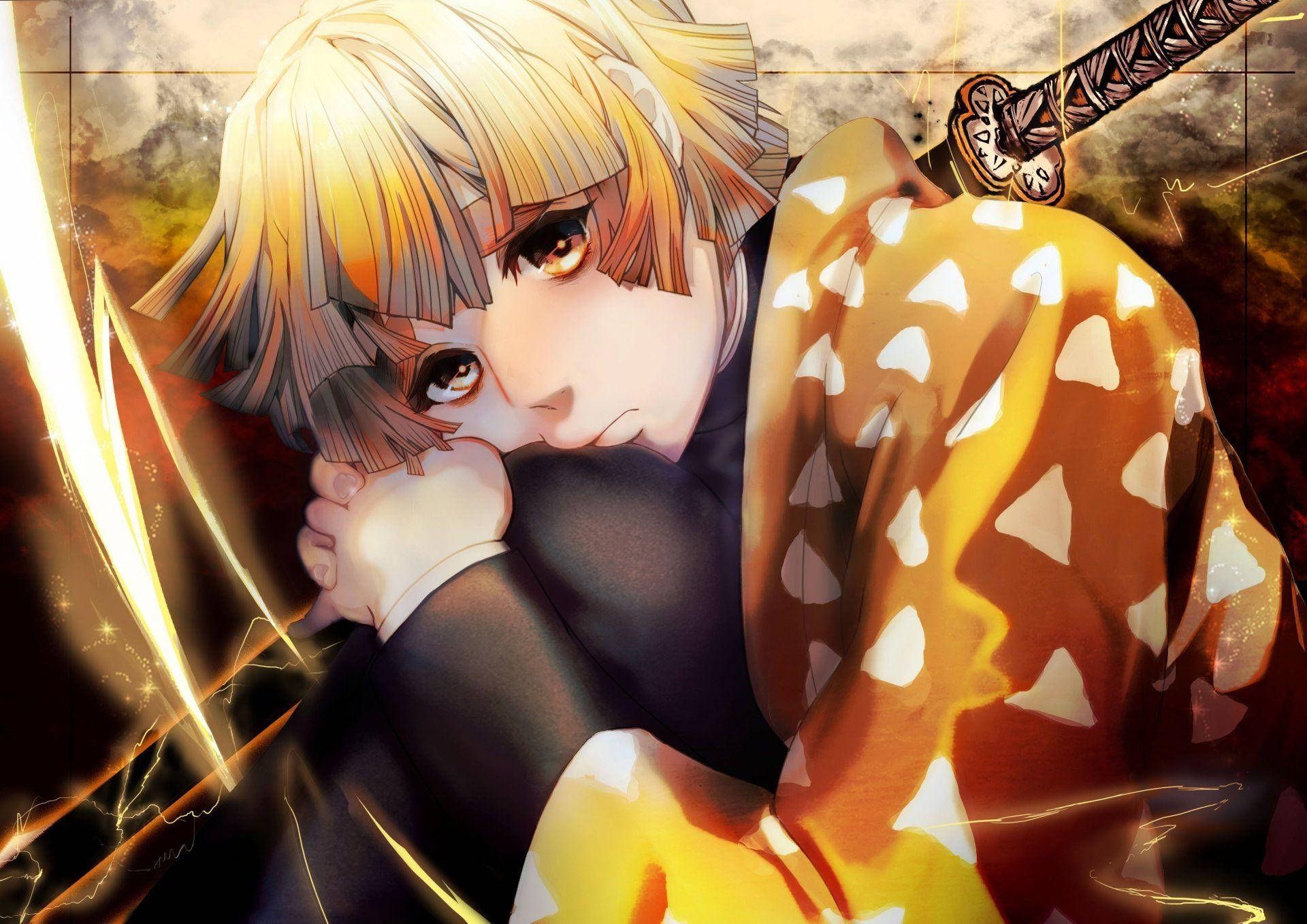 1920x1358 Demon Slayer Zenitsu Agatsuma Sitting