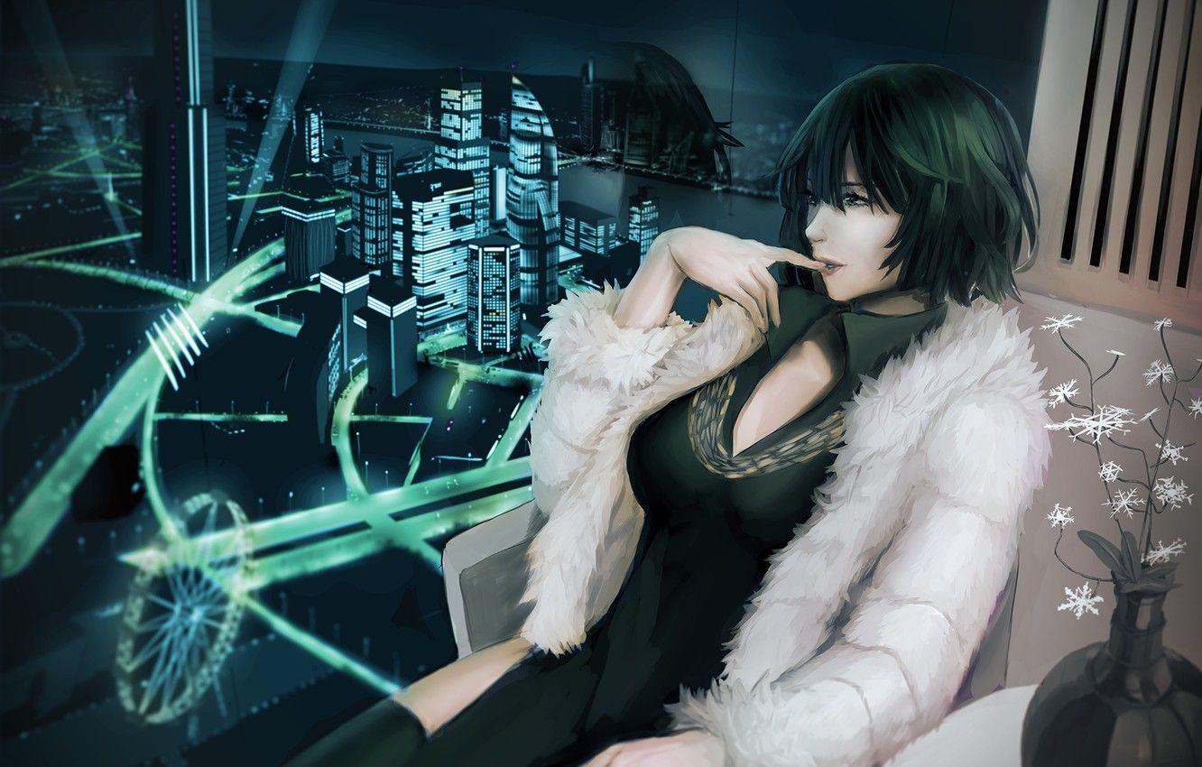 1332x850 Wallpaper girl, the city, anime, art, fubuki, one punch man