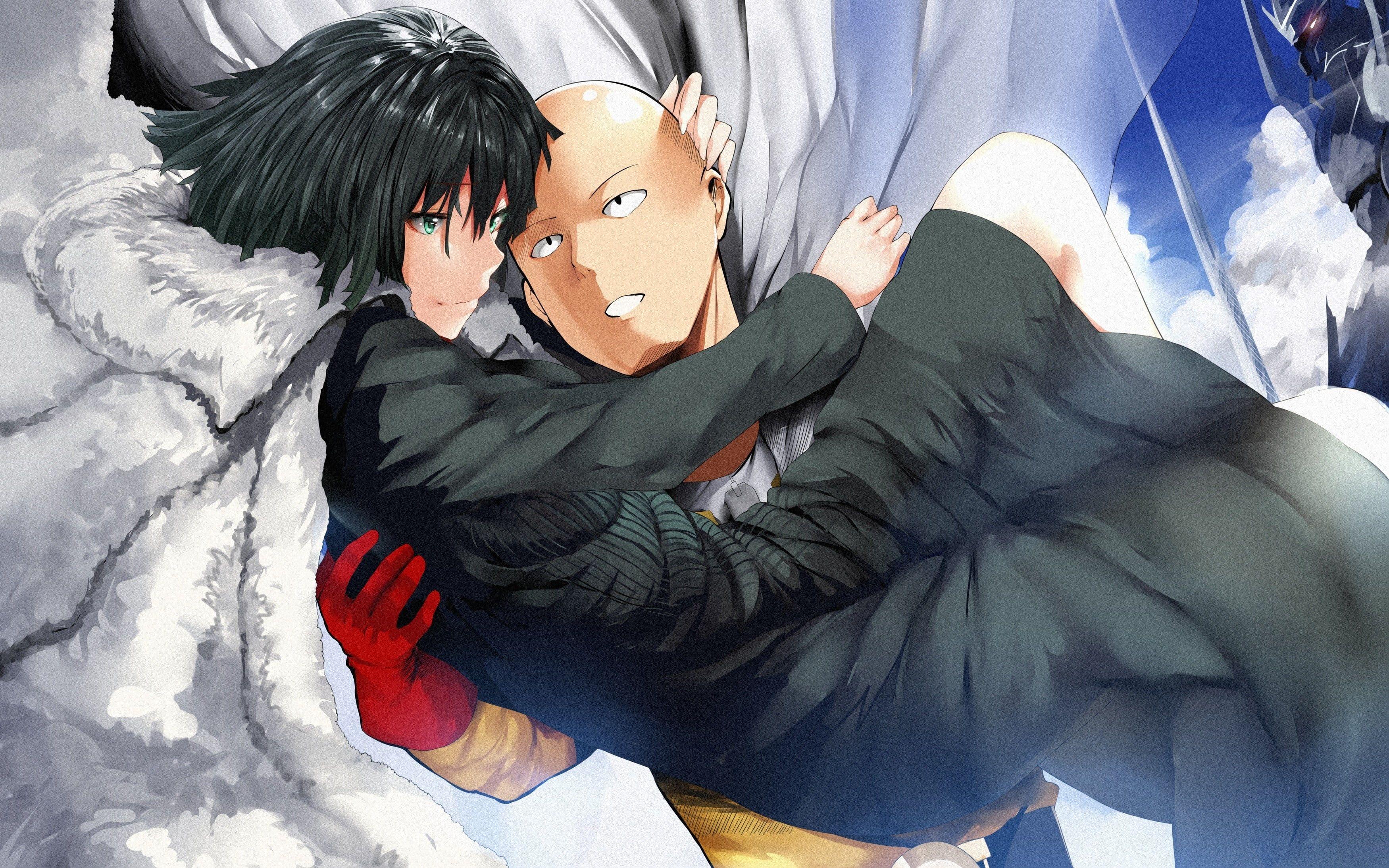 3500x2188 One Punch Man Saitama and Blizzard, Fubuki, Saitama, cape