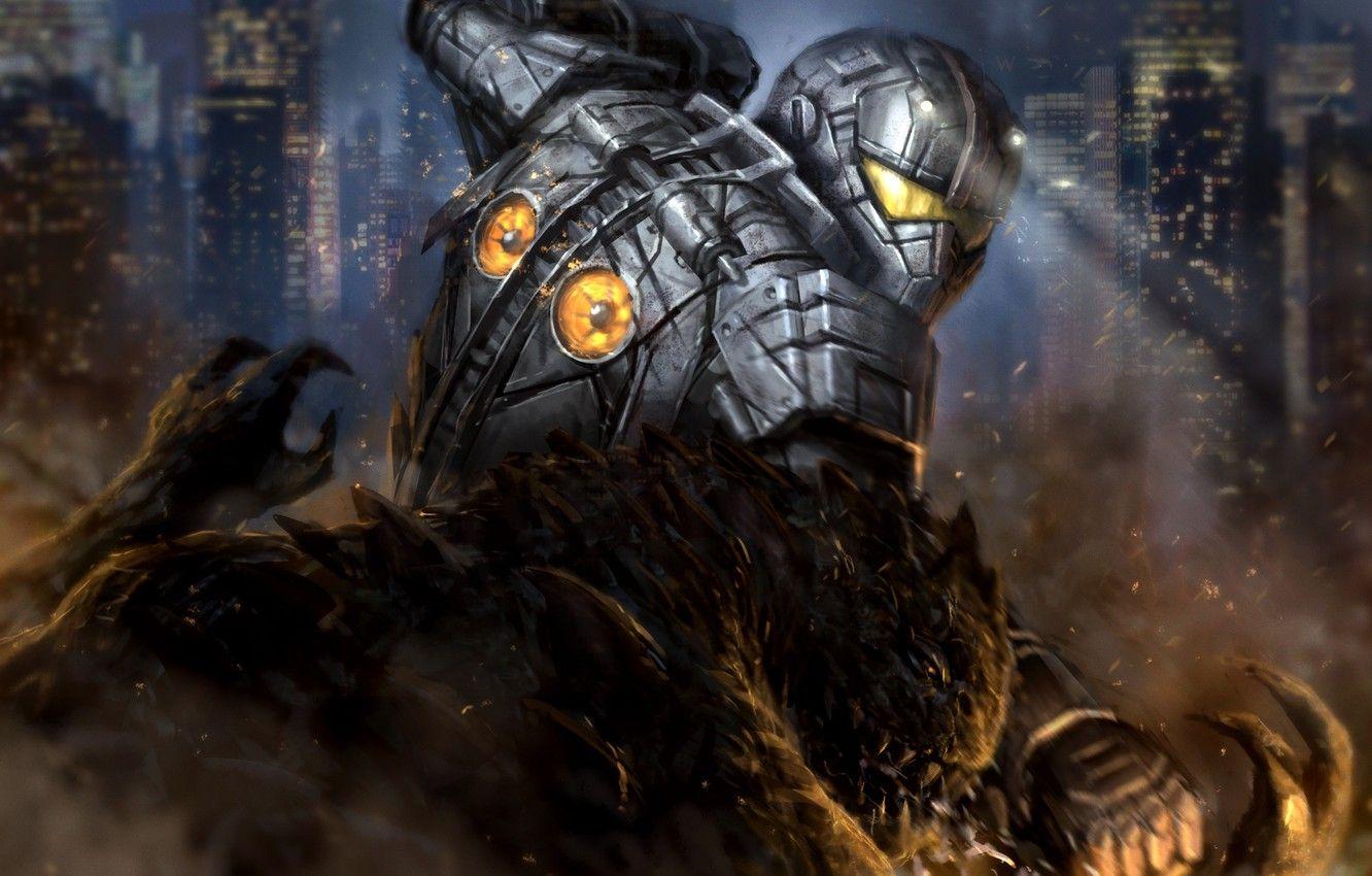 1332x850 Wallpaper the city, robot, monster, giant, Pacific Rim, Gull