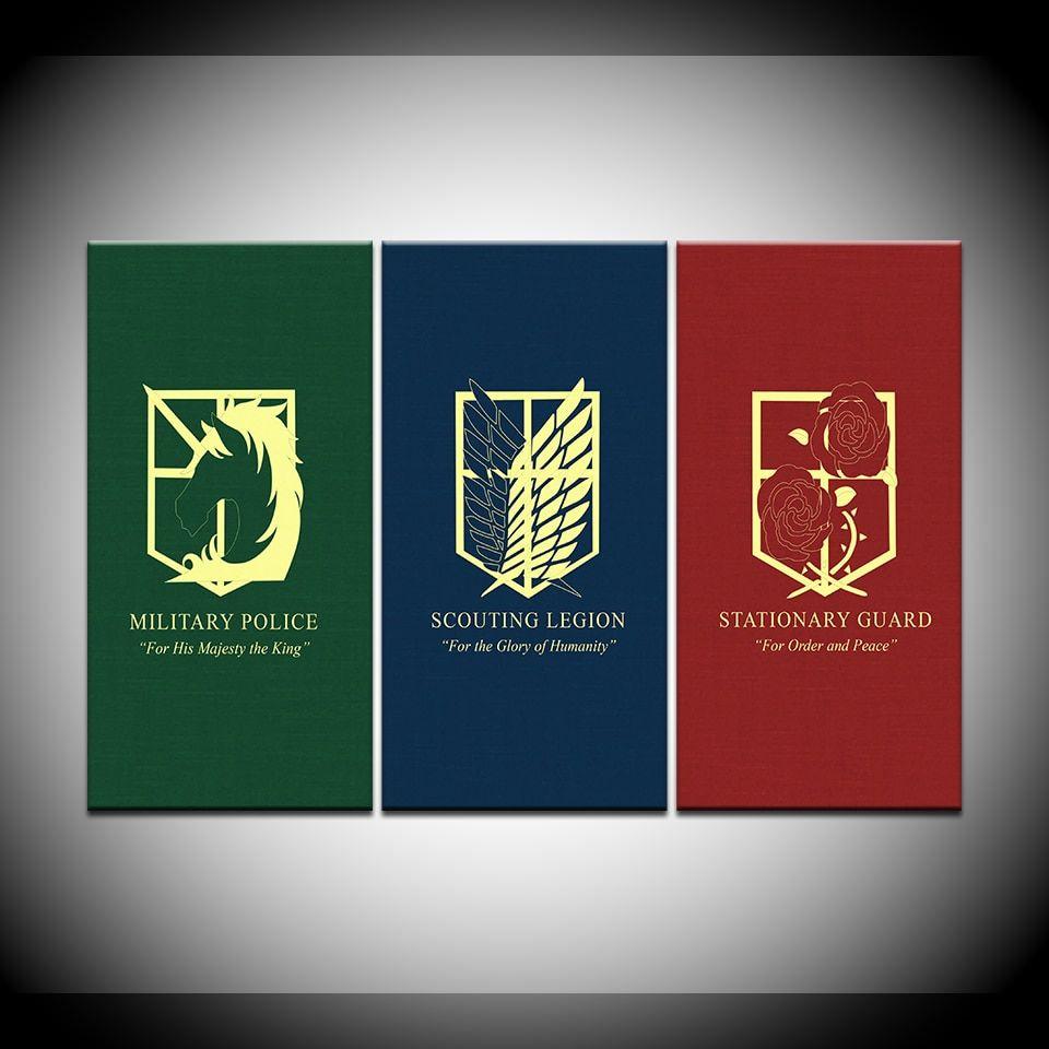 960x960 Canvas Painting Scouting Legion and Attack on Titan 3 Pieces Wall Art Painting Modular Wallpaper Poster Print Home Decor