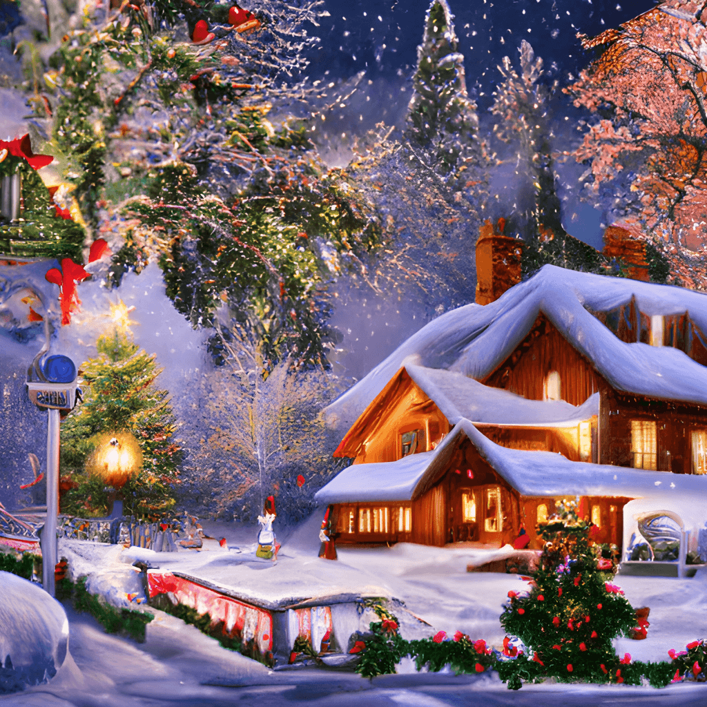 1024x1024 3D Realistic Christmas Cottage