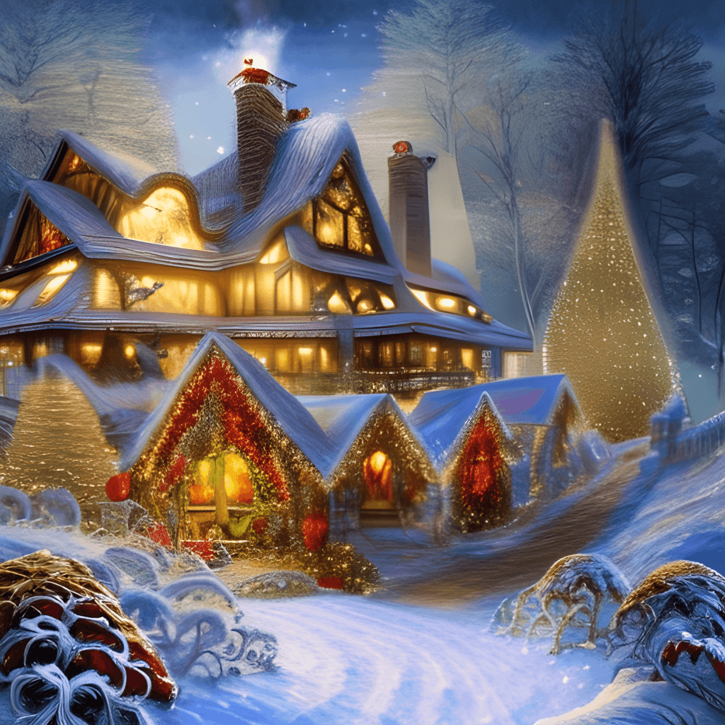 1024x1024 Christmas Cottage in the Forest 8k