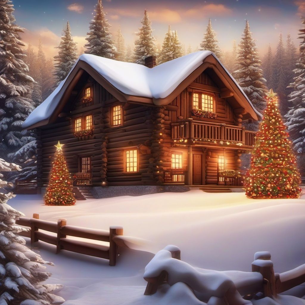 1024x1024 Cozy Cabin Christmas Background iPhone