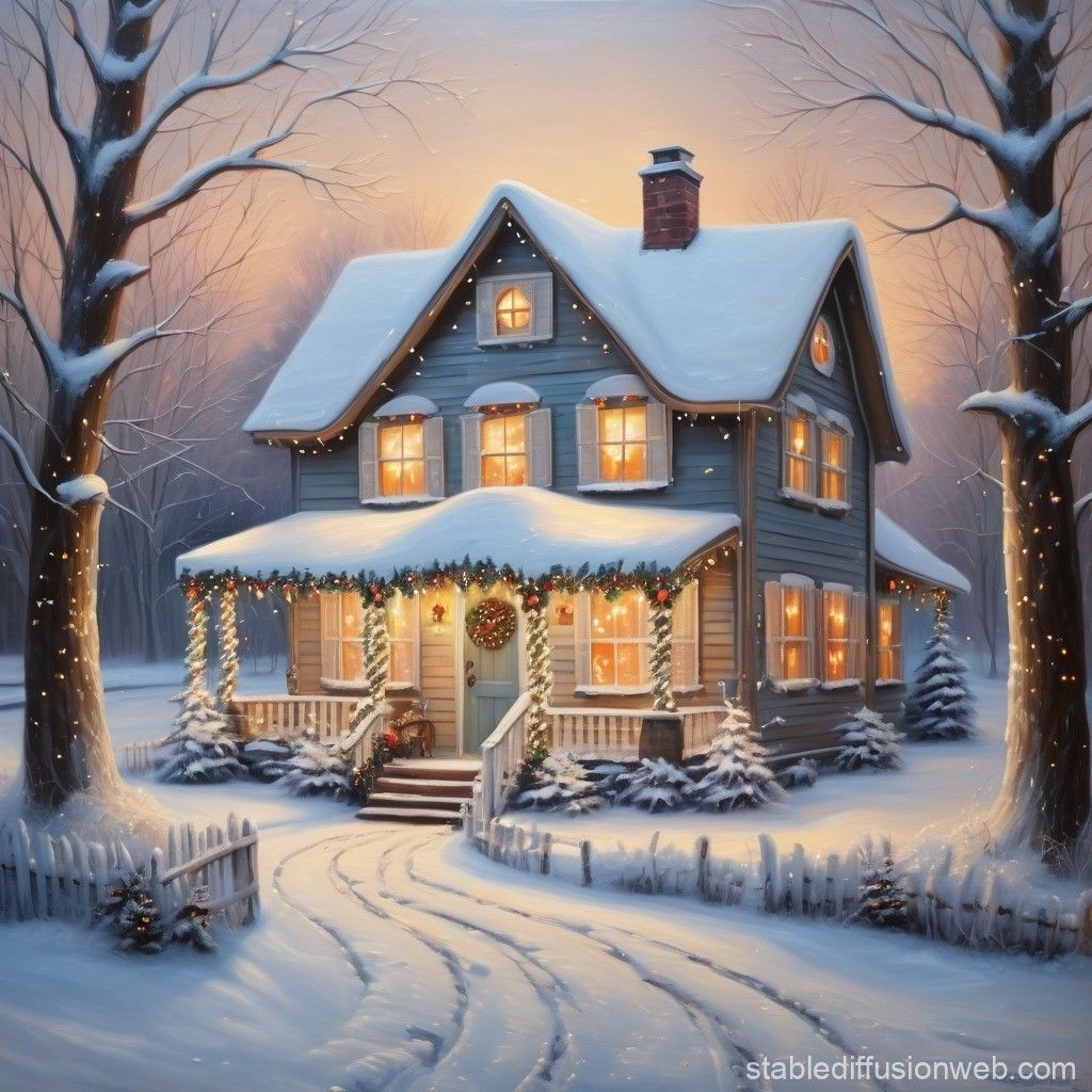 1024x1024 Cozy Christmas Cottage. Stable