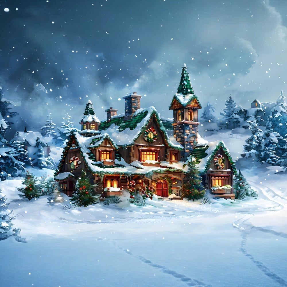 1000x1000 Christmas Fairy Tale Cottage Snowy