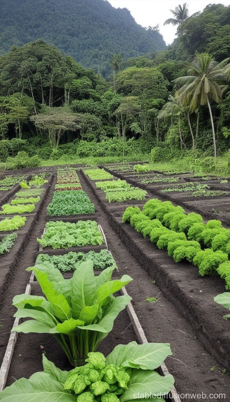 768x1344 Lush Tropical Vegetable Garden