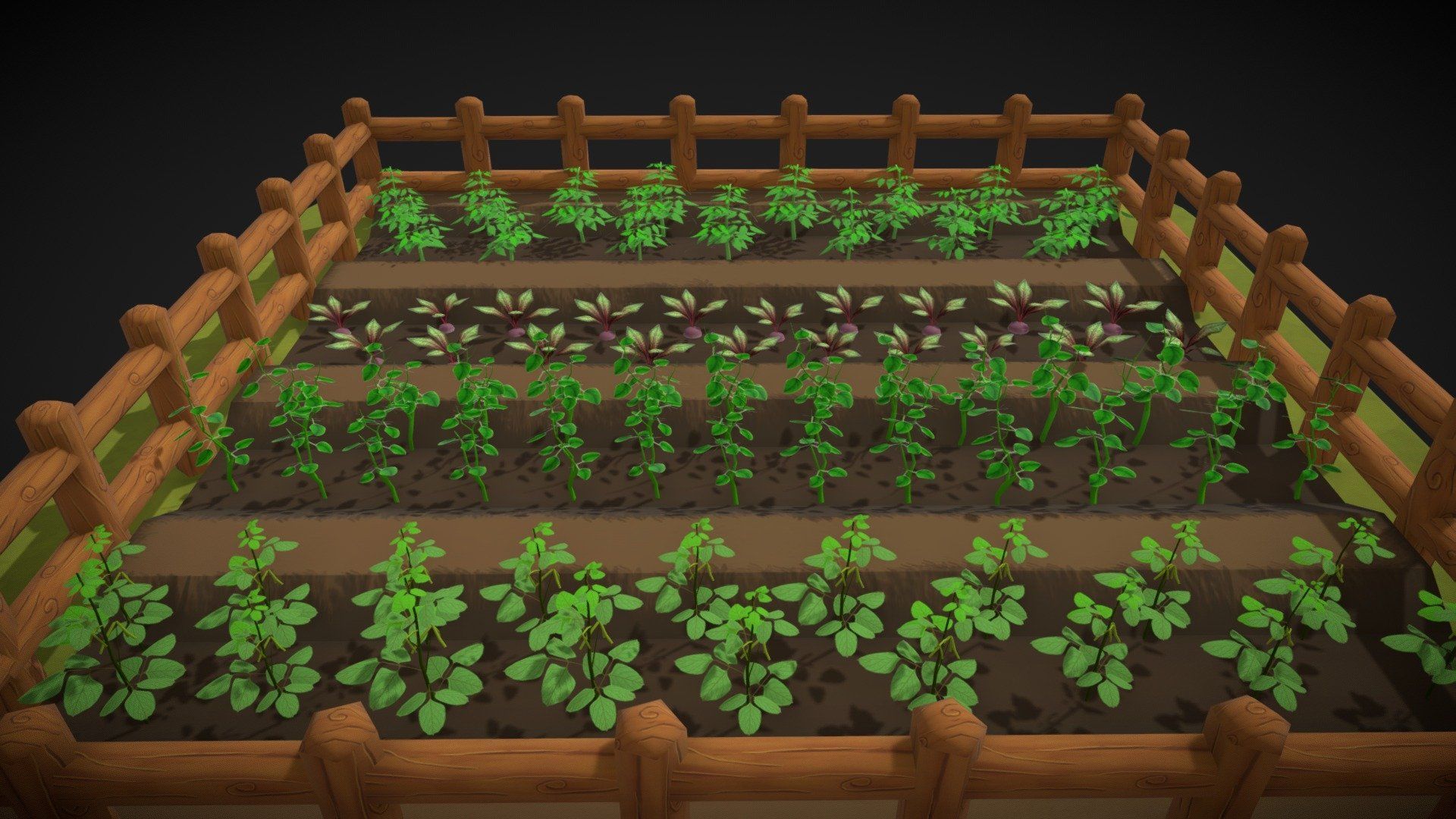 1920x1080 Low Poly vegetable farm