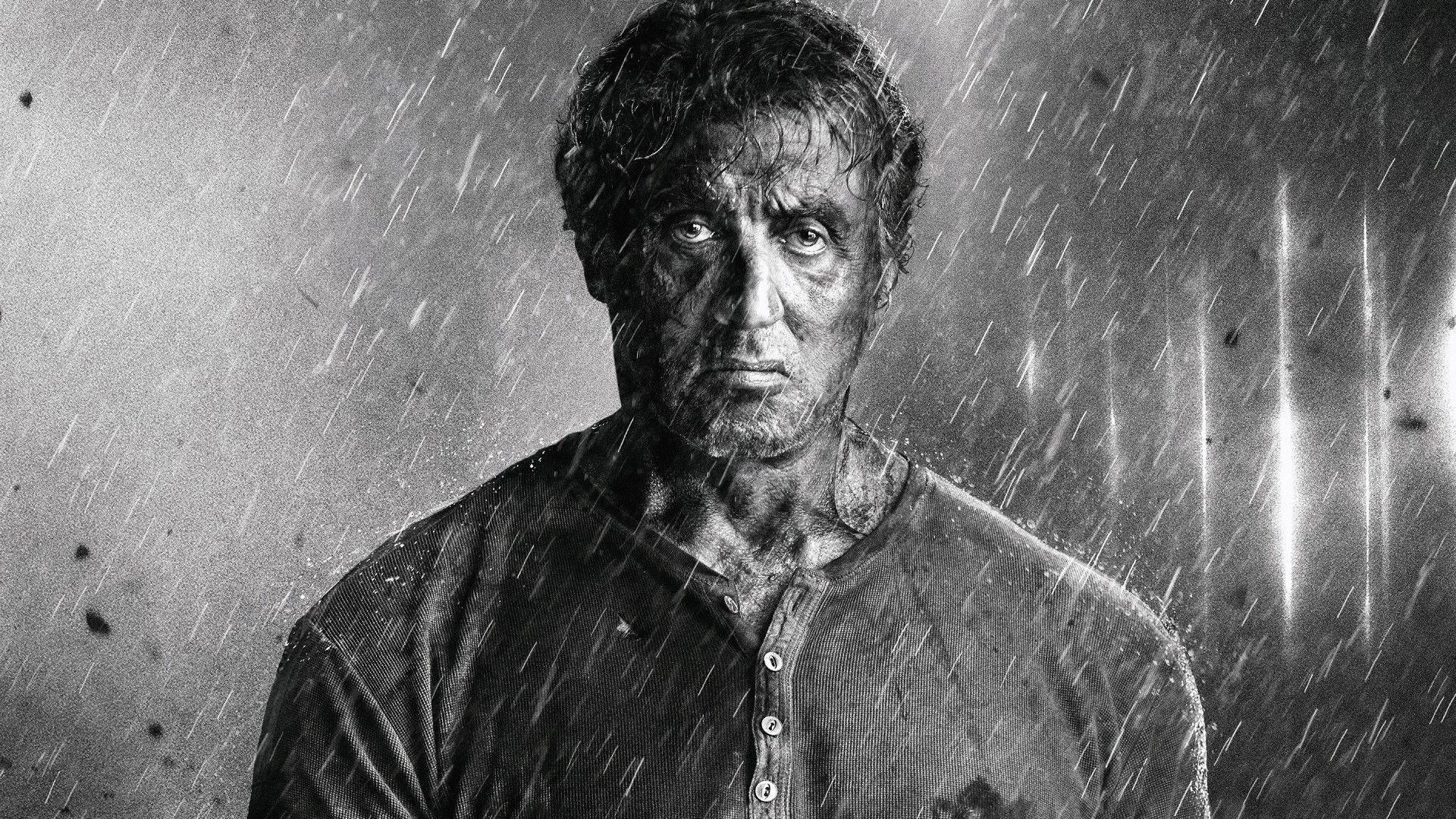 1920x1080 Download 1920x1080 Rambo: Last Blood, Monochrome, Raining