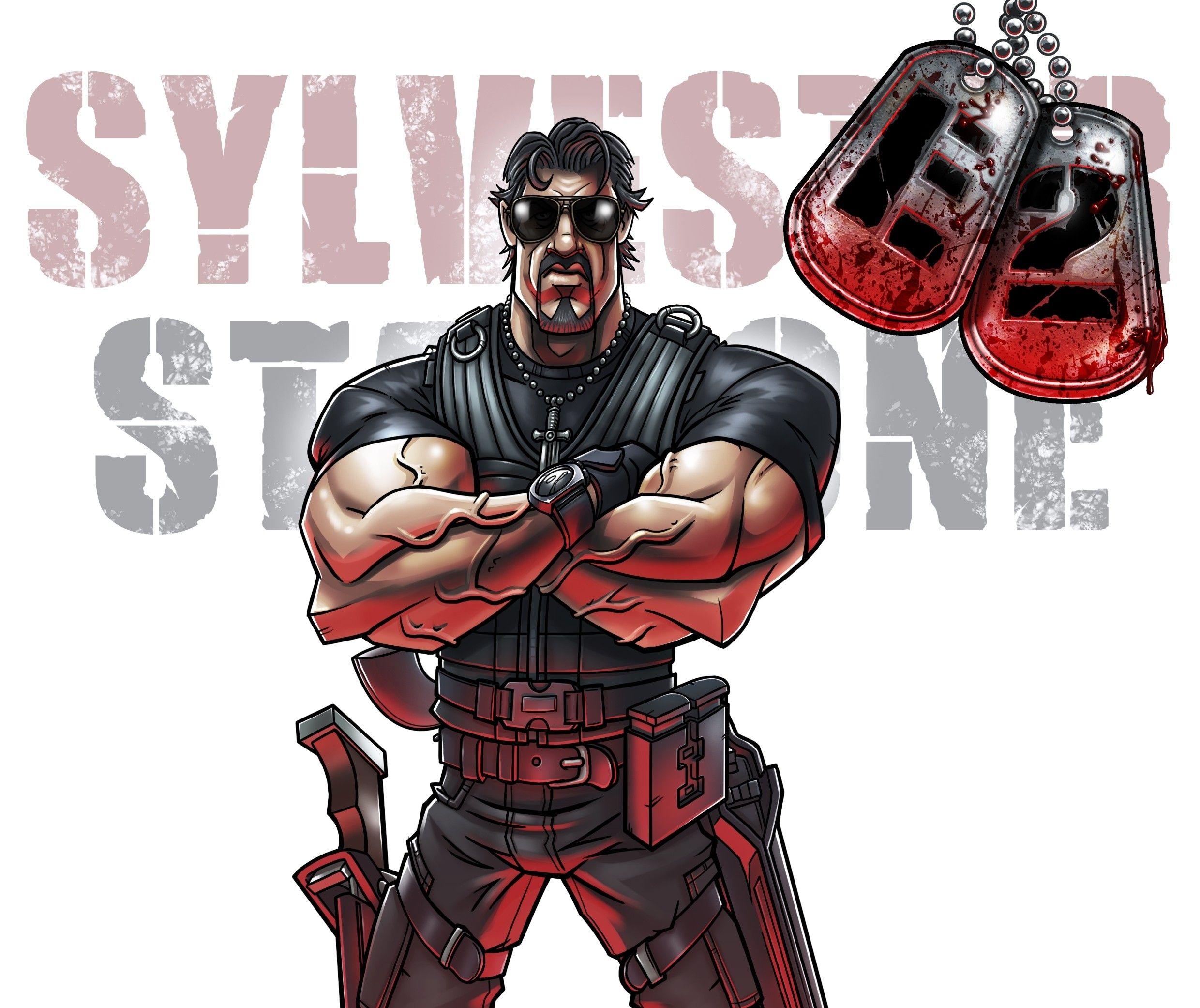 2480x2082 Sylvester Stallone, Drawing, Movies, The Expendables 2