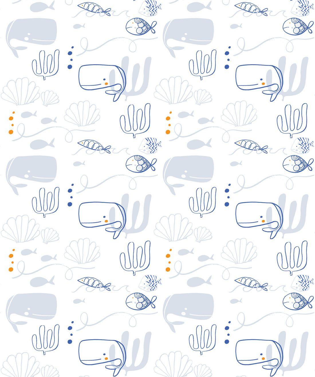 1100x1318 Beach House Wallpaper • Cute Under Whale Design EU