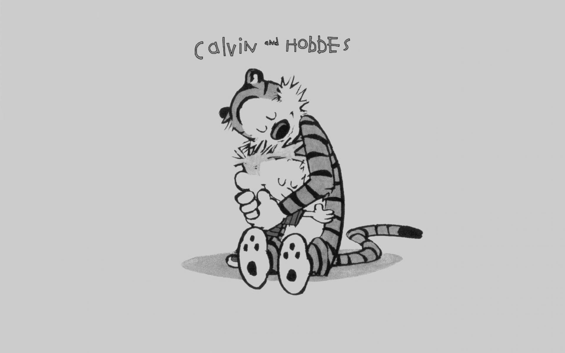 1920x1200 Calvin and Hobbes Wallpaper Black and White