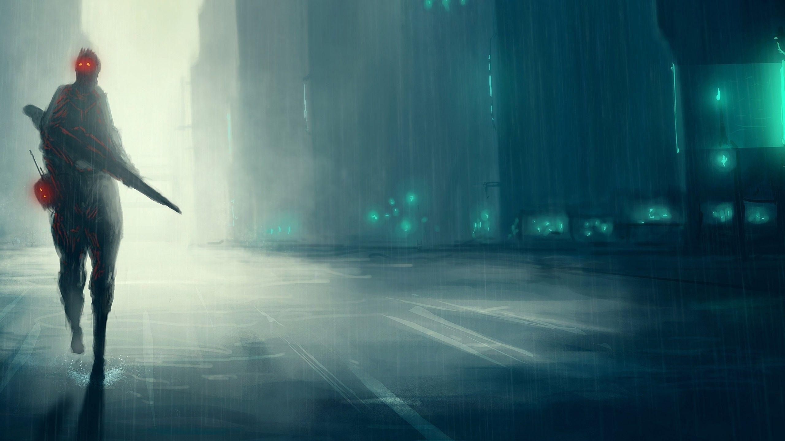 2560x1440 Rainy New York Street Wallpaper