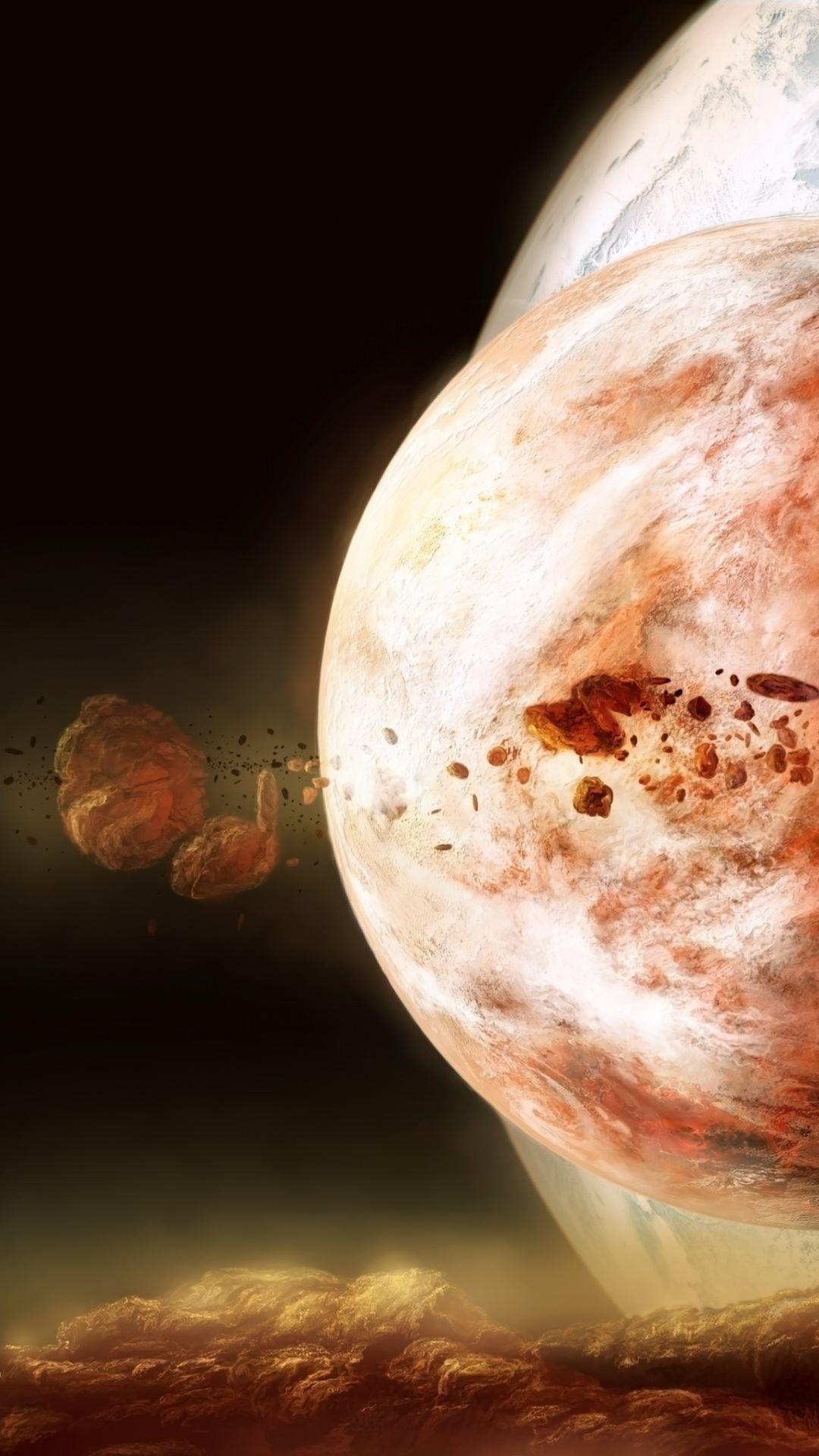 1080x1920 Burning Duality Science Fiction Planets iPhone 6 Plus HD