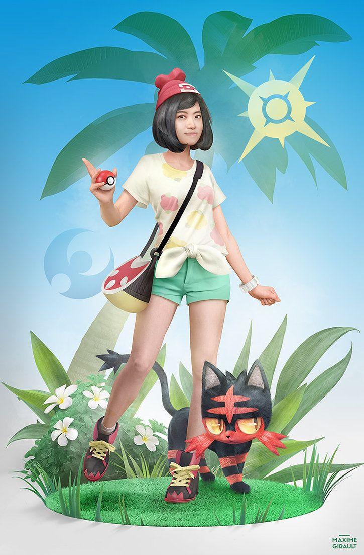 725x1103 Pokemon Sun Moon Female trainer with Litten