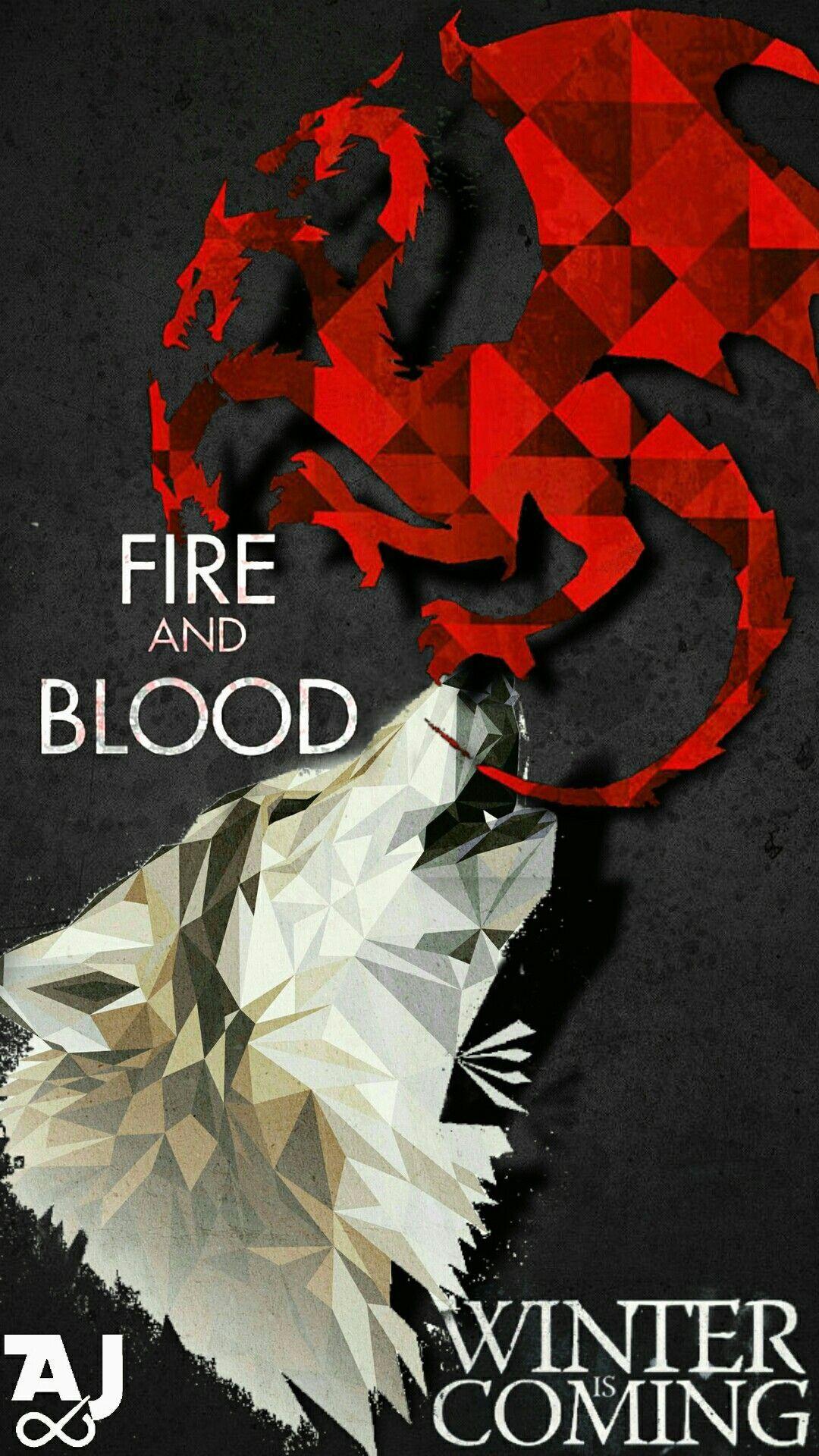 1080x1920 Game of thrones. Direwolf. Dragon. Targaryen. Stark. Winter