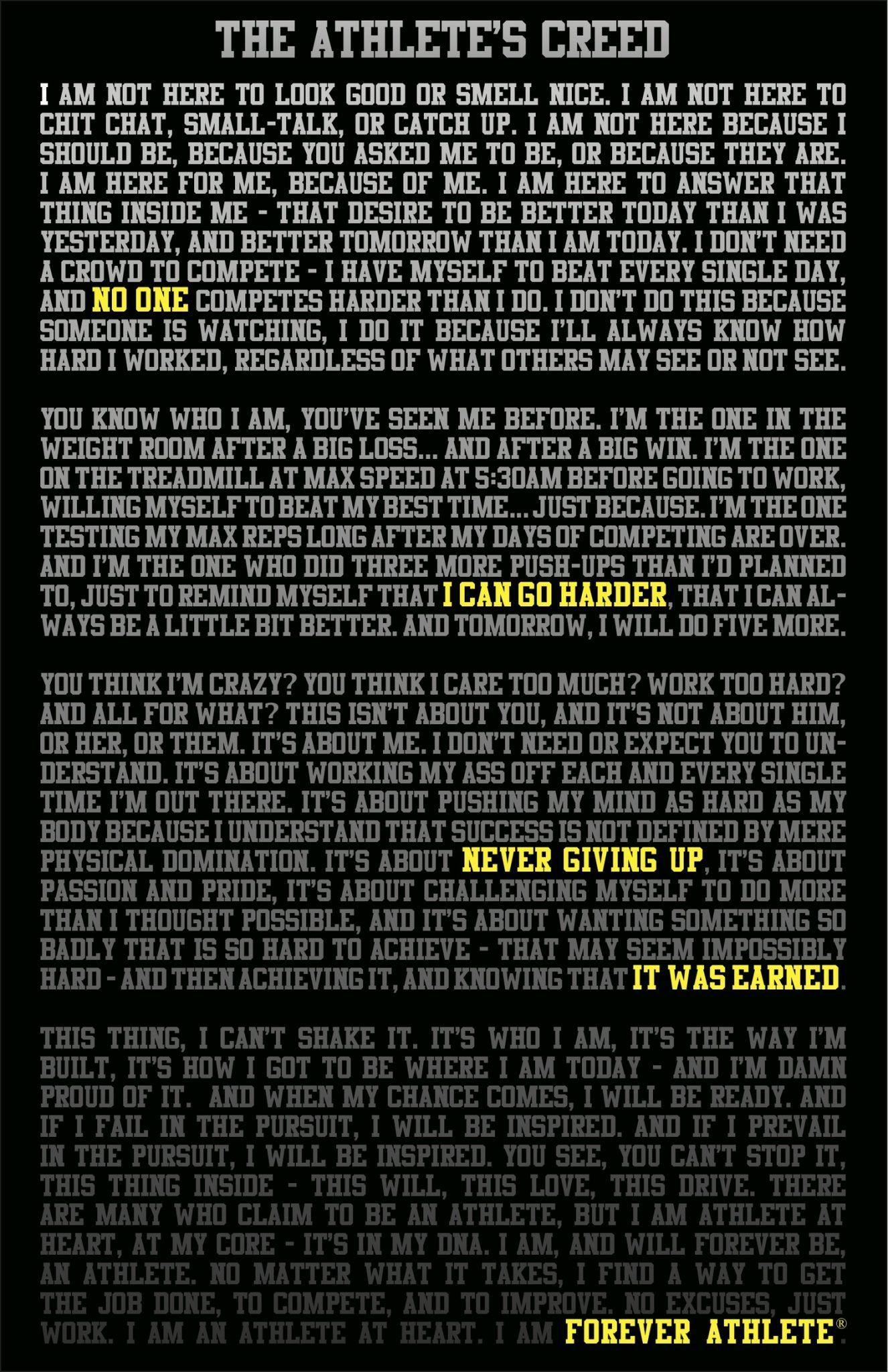 1326x2048 MOTIVATIONAL WALLPAPER THE ATHLETE'S CREED. Dont Give Up