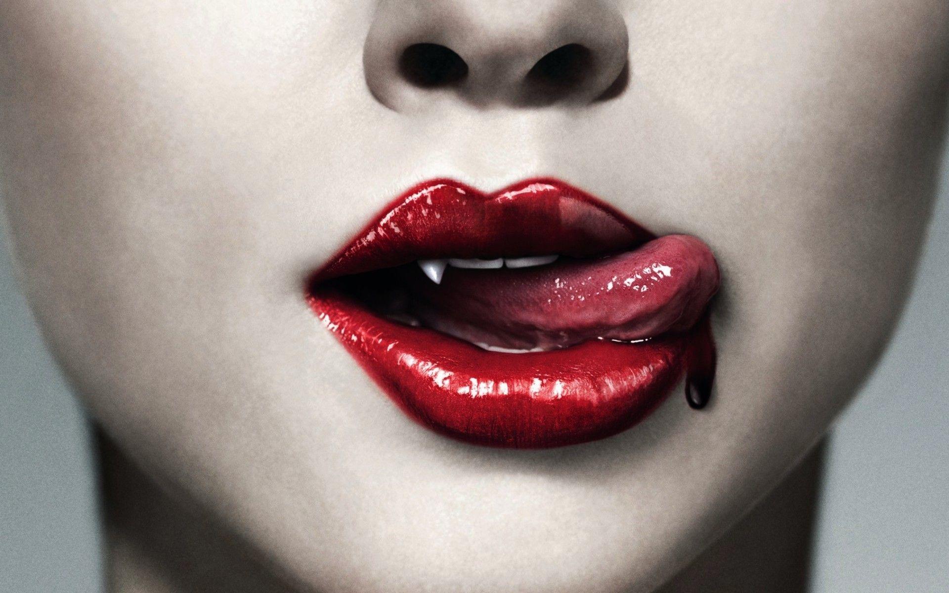 1920x1200 vampire blood red lips Wallpaper and Free