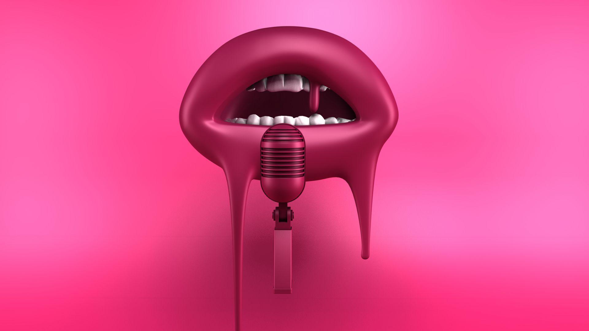 1920x1080 Wallpaper lips, 4k, HD wallpaper, red, microphone, abstract