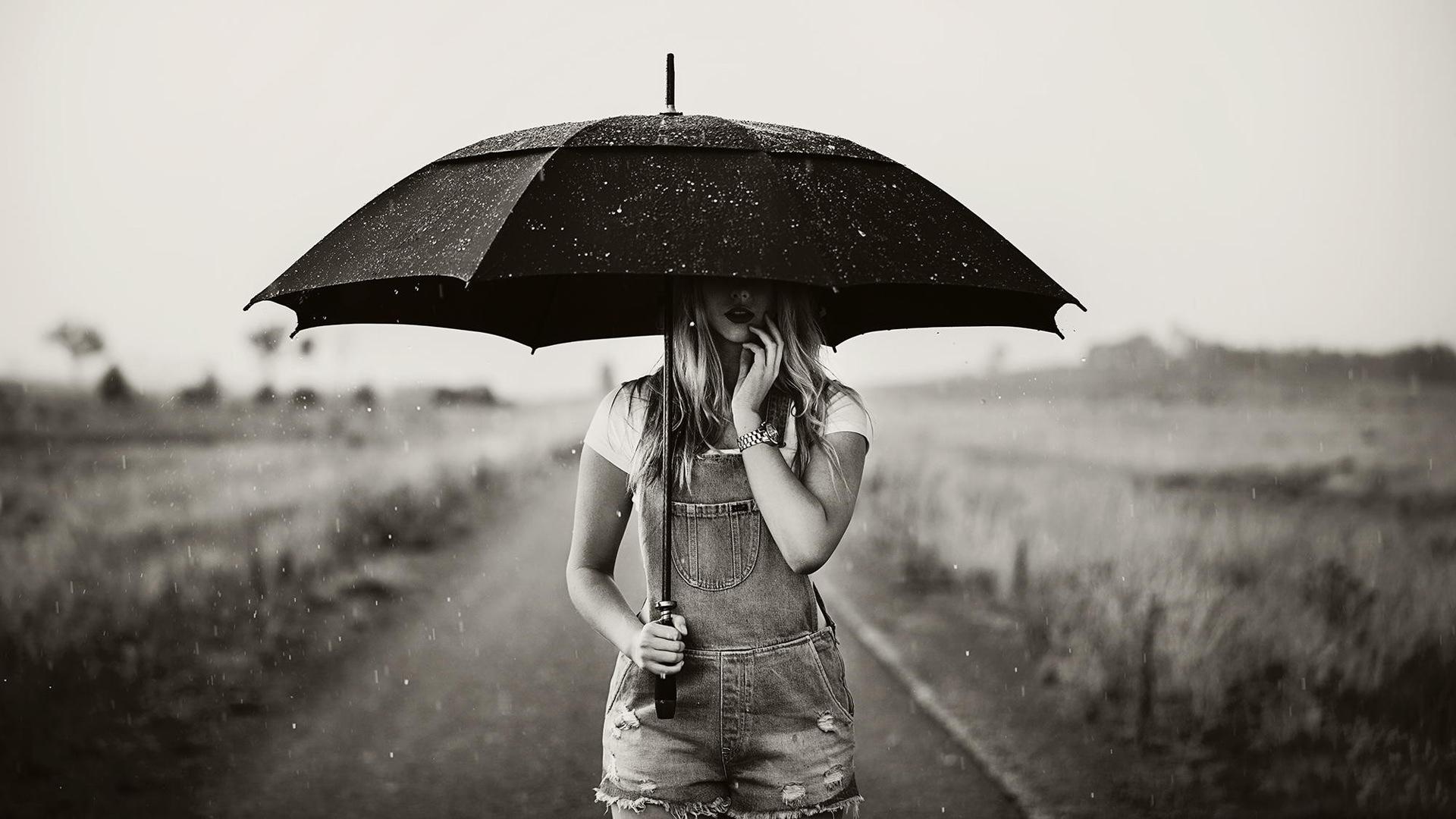1920x1080 Girl Umbrella Rain Wallpaper