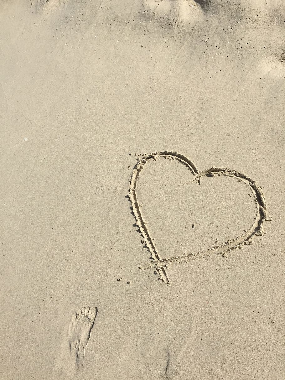 910x1213 HD wallpaper: Heart, Love, Sand, Beach, Drawing, the shape