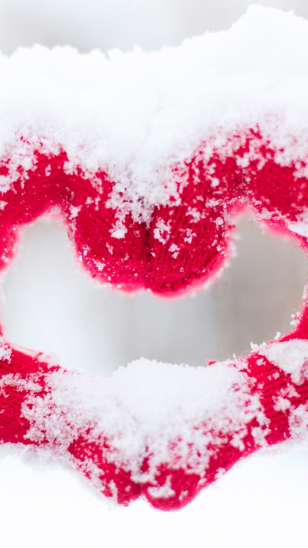 1080x1920 Beautiful Snow Heart Wallpaper for Desktop and Mobiles