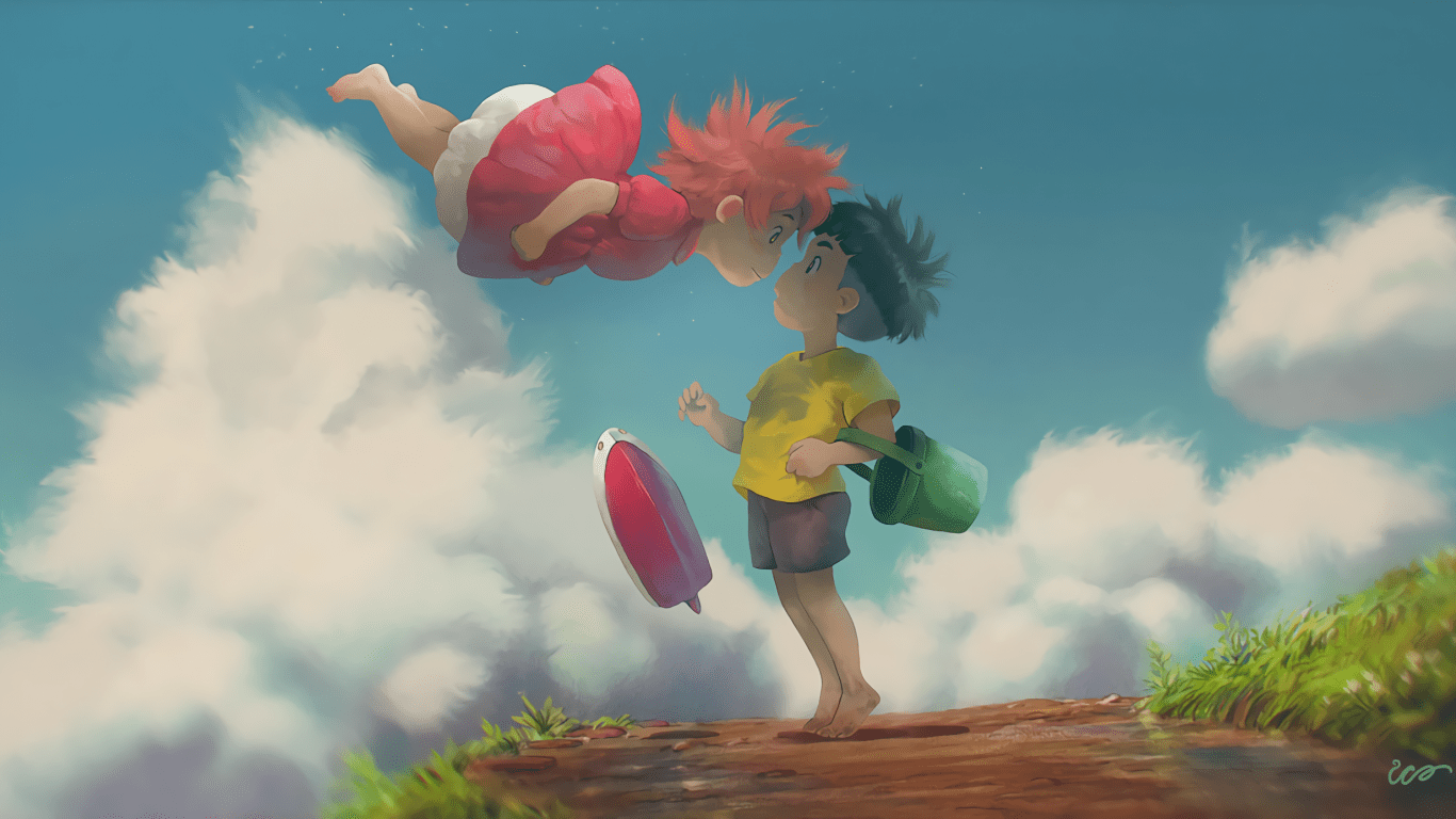 1366x768 Download 1366x768 Studio Ghibli, Ponyo, Sosuke, Artwork