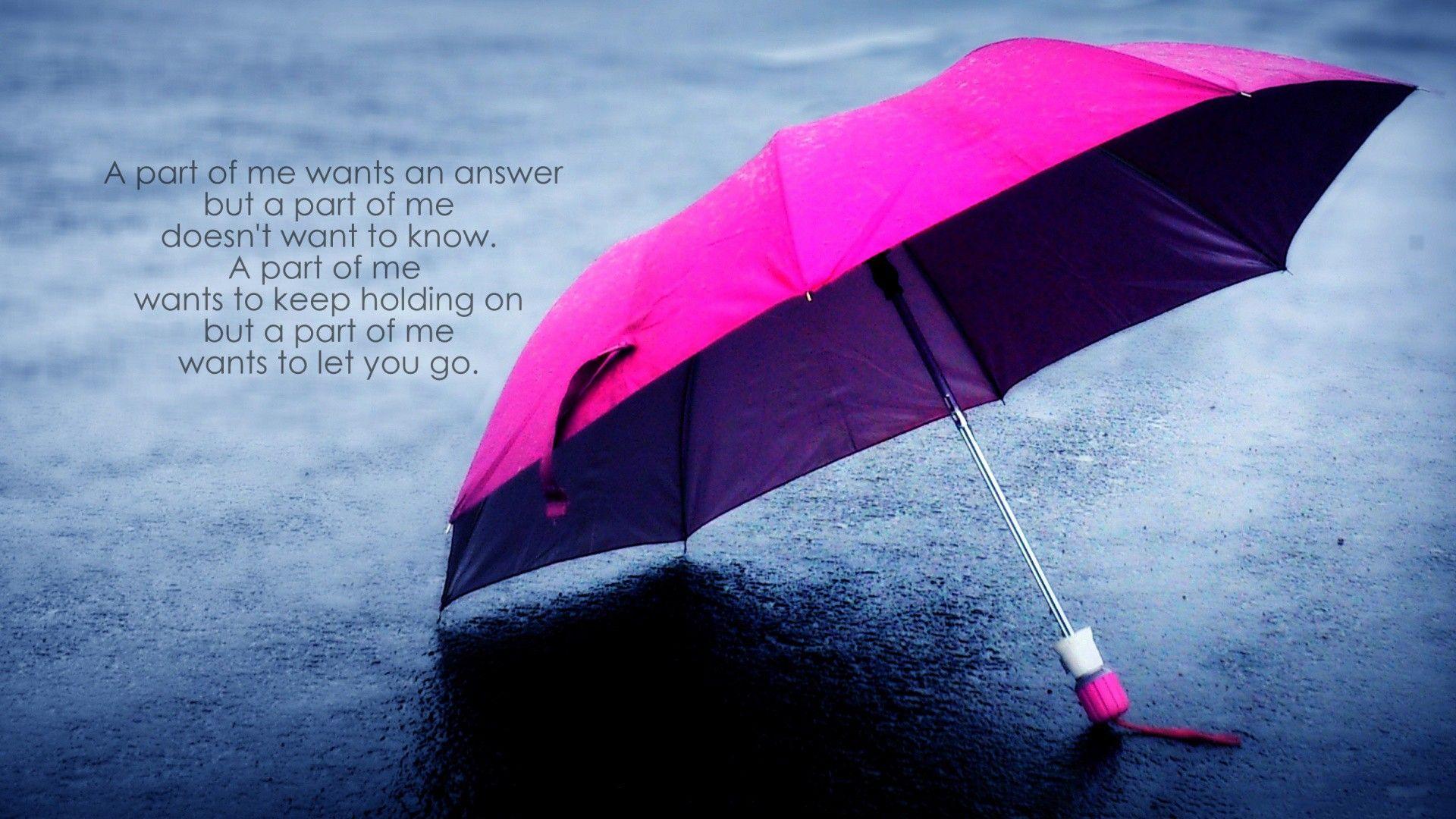 1920x1080 water, rain, pink, quotes, umbrellas, love you wallpaper