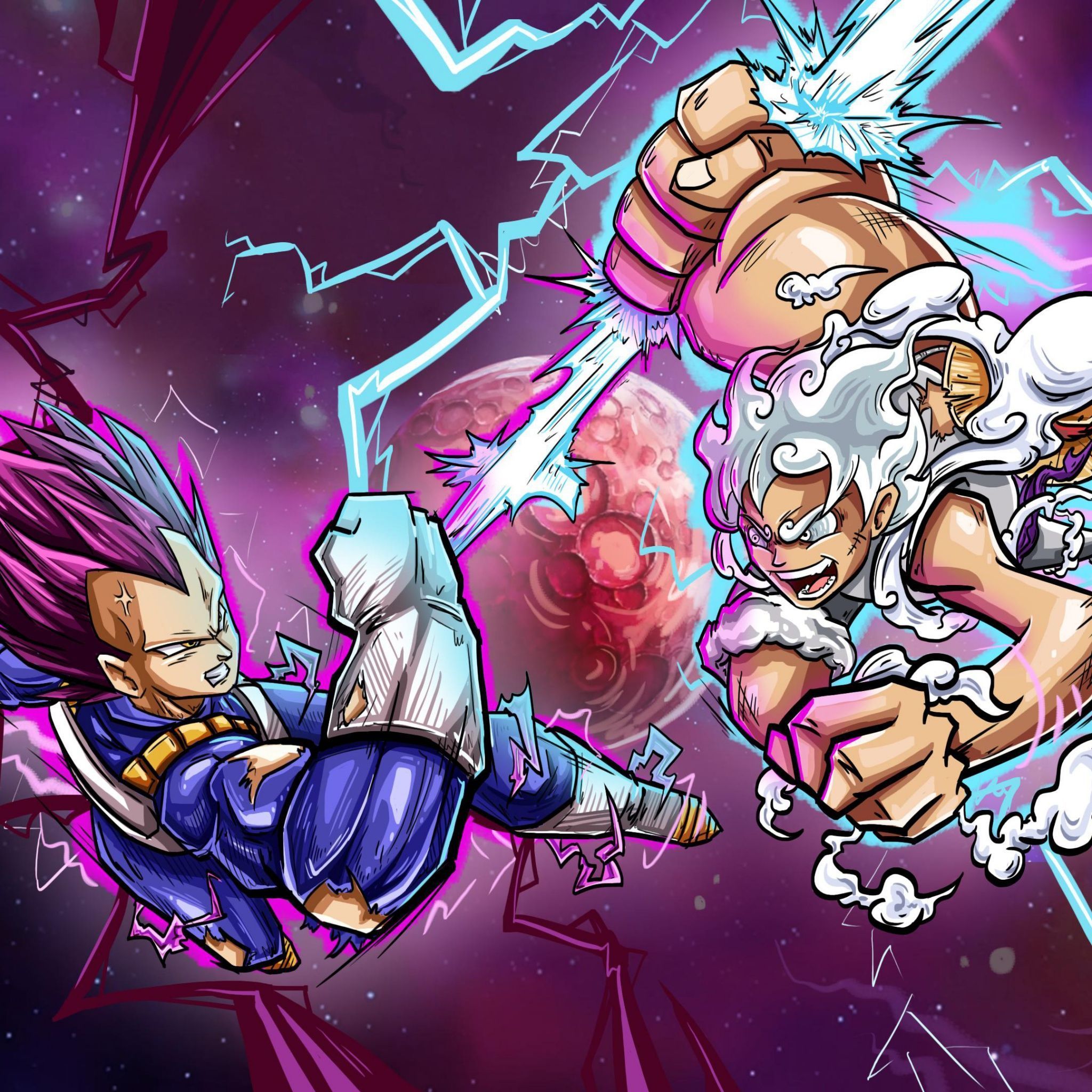 2048x2048 Vegeta Ultra Ego vs Luffy Gear 5 4K