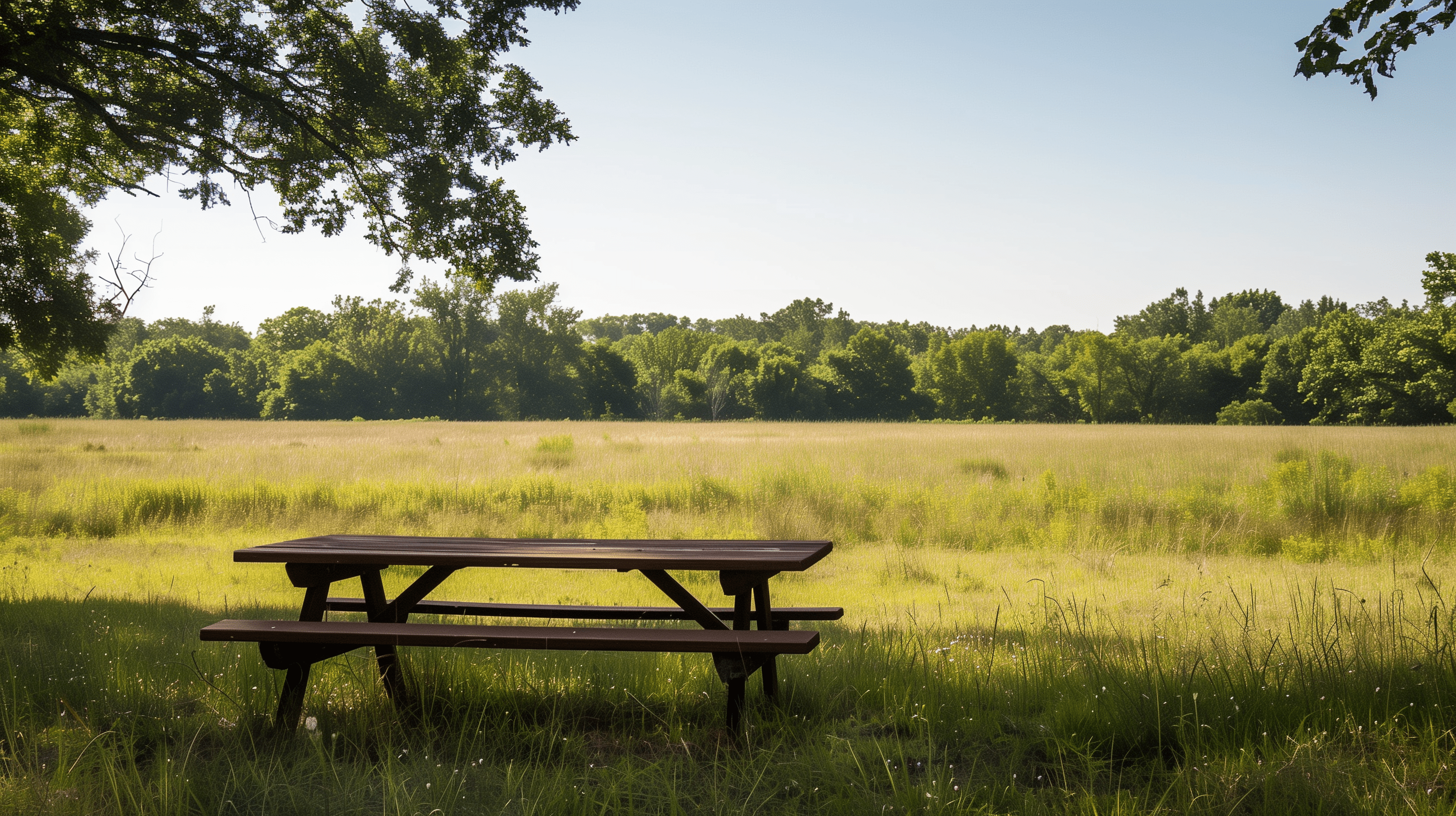 2912x1632 Serene Picnic Table Scene Nature