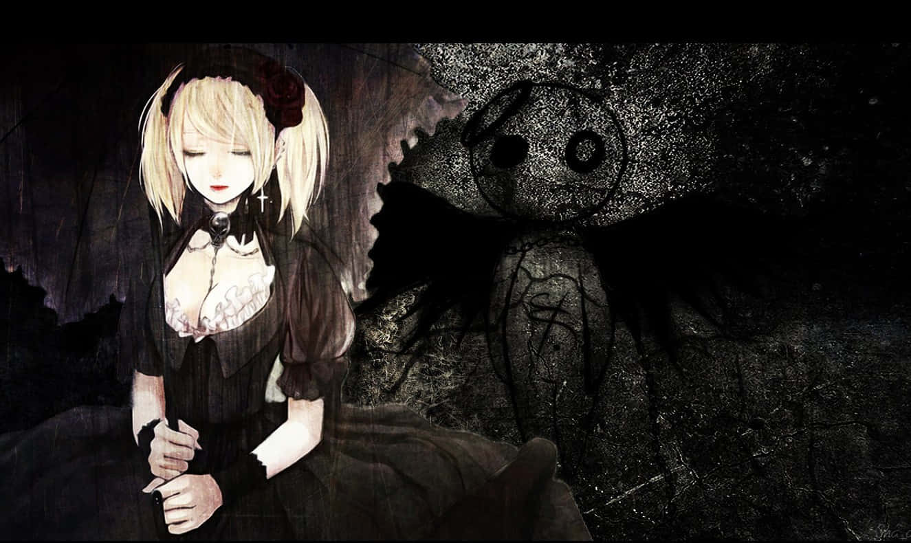 1325x790 Goth Anime Lolita Girl Wallpaper