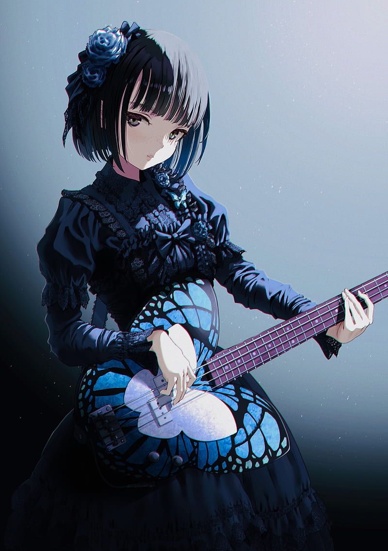 800x1135 Gothic anime girl, lolita, guitar