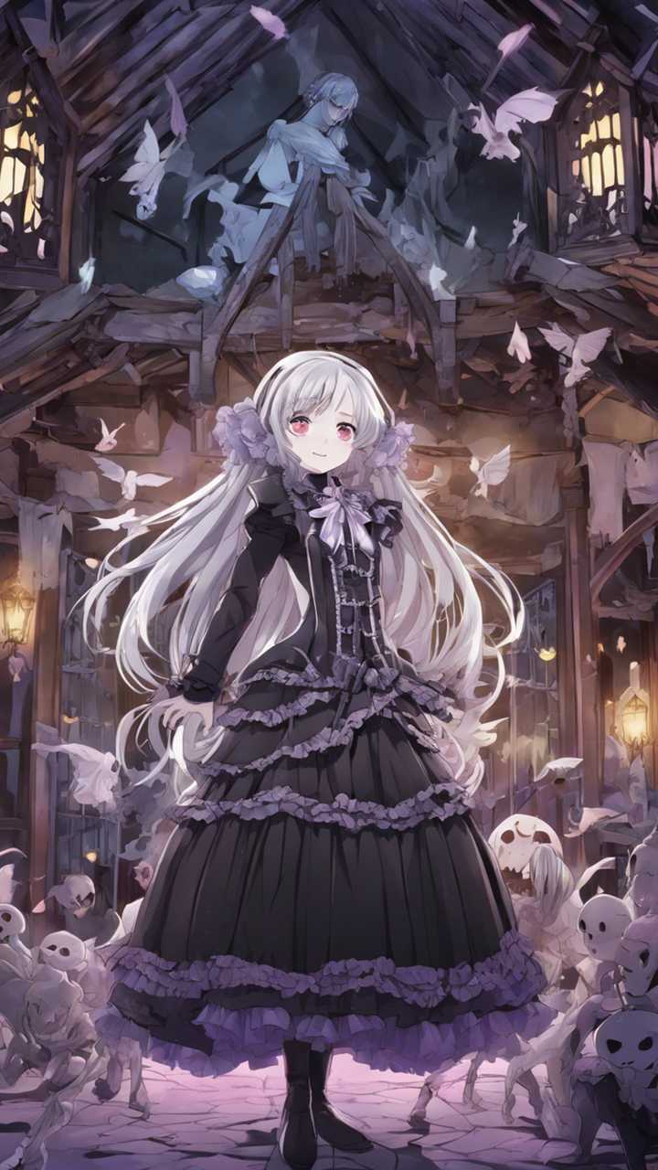 720x1280 A smiling anime girl with silver hair