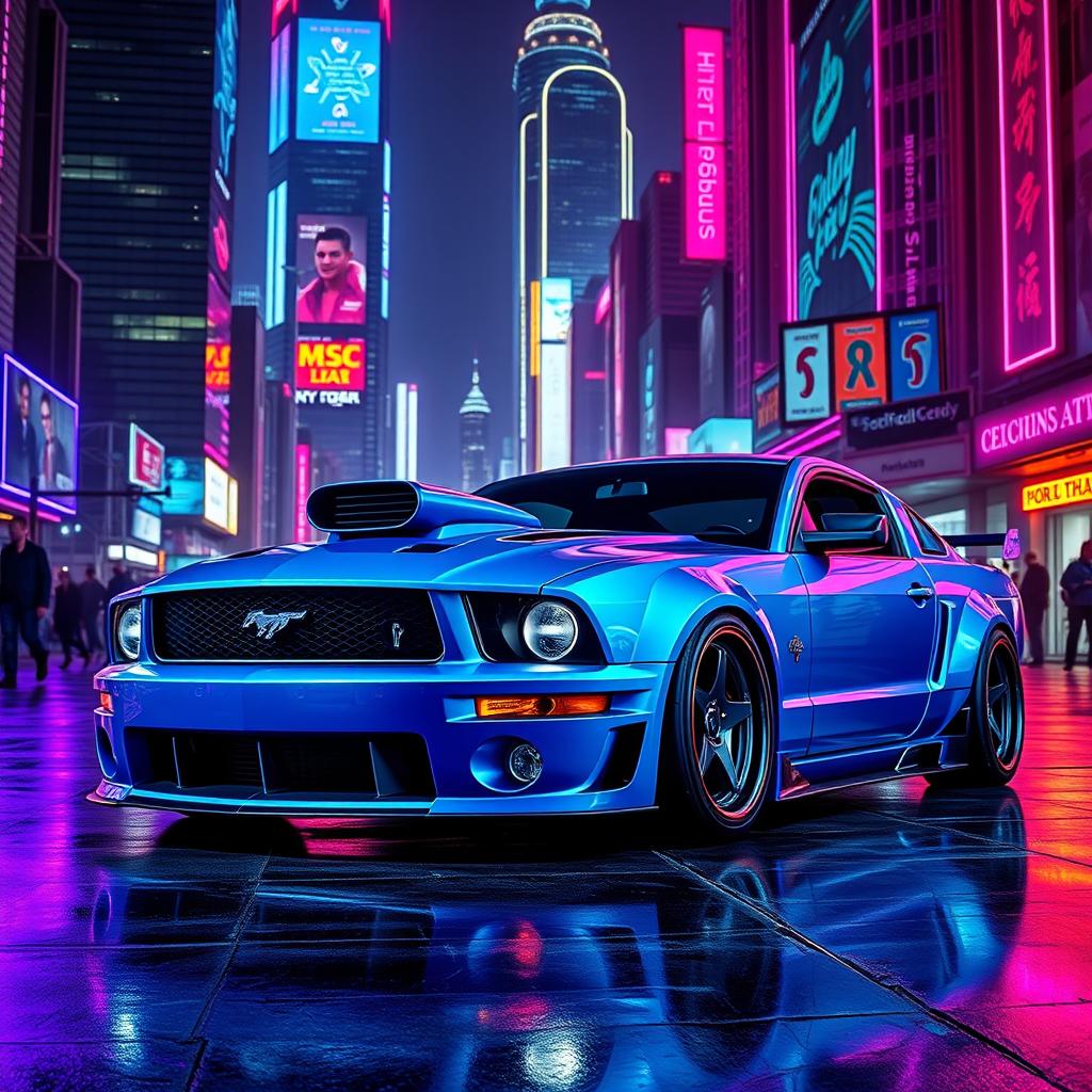 1024x1024 Cyberpunk Ford Mustang: A Futuristic