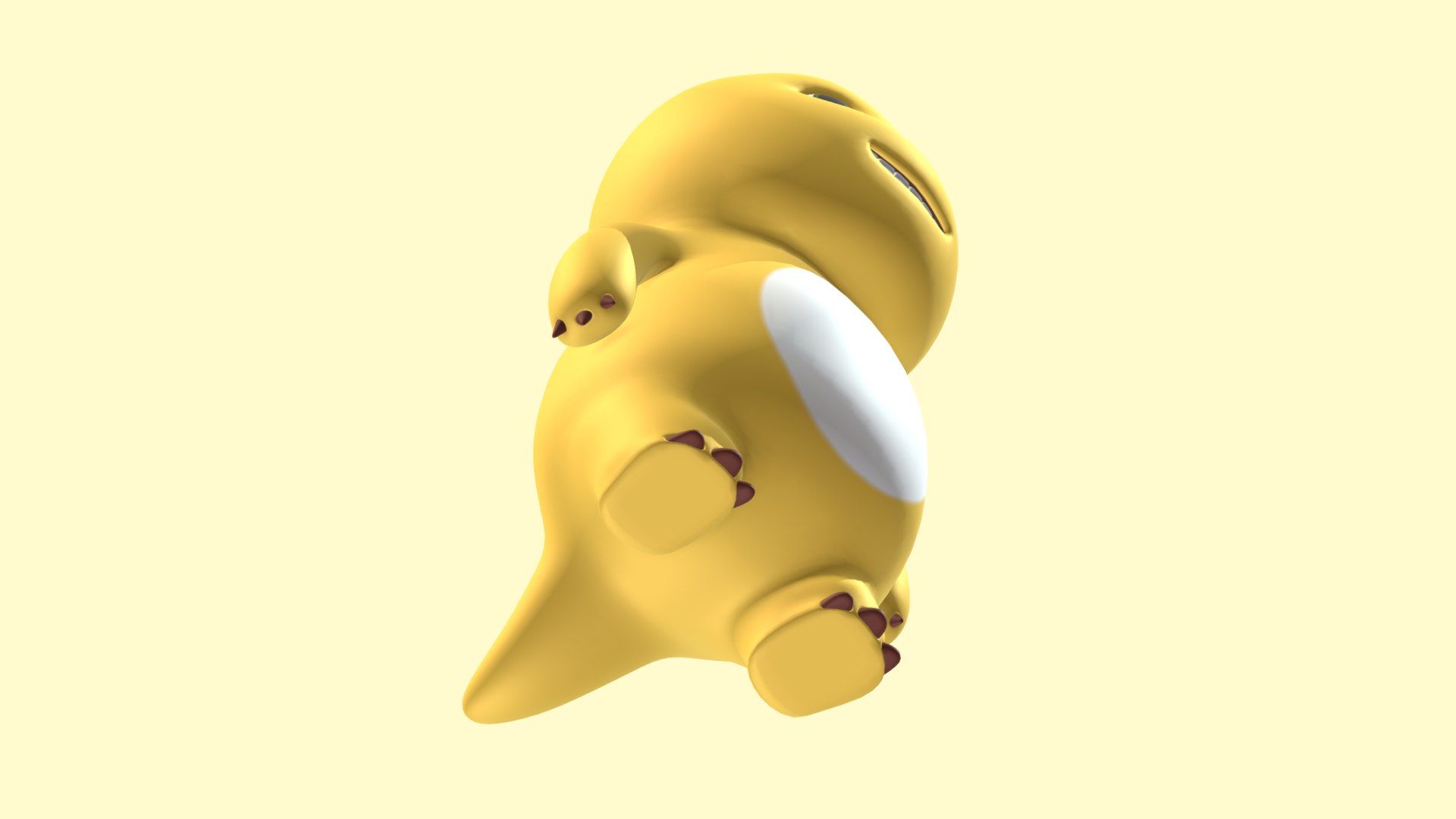 1920x1080 3D Chubby Yellow Dinosaur Cartoon Low