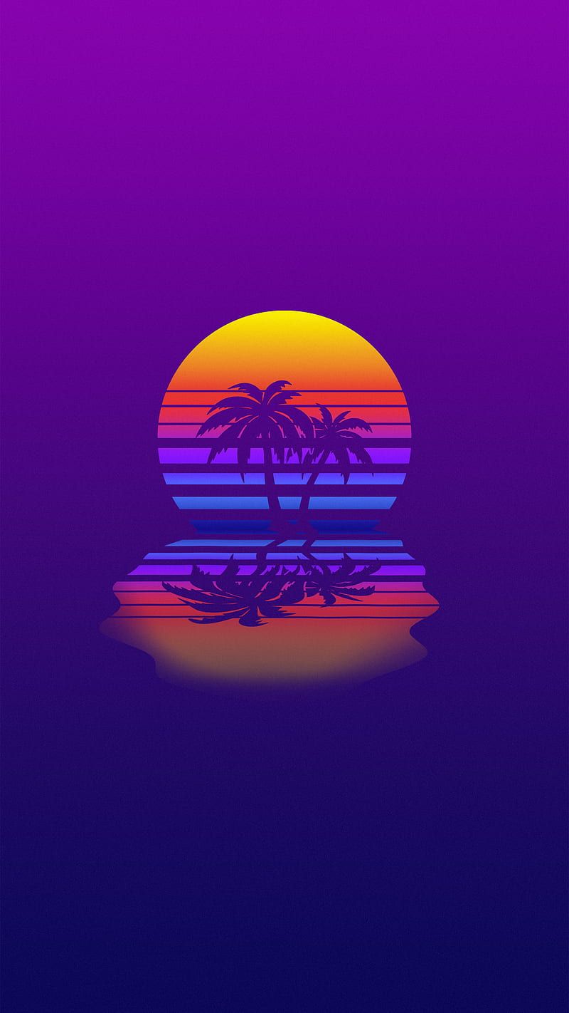800x1422 Sunset, retrowave, synthwave, HD phone wallpaper