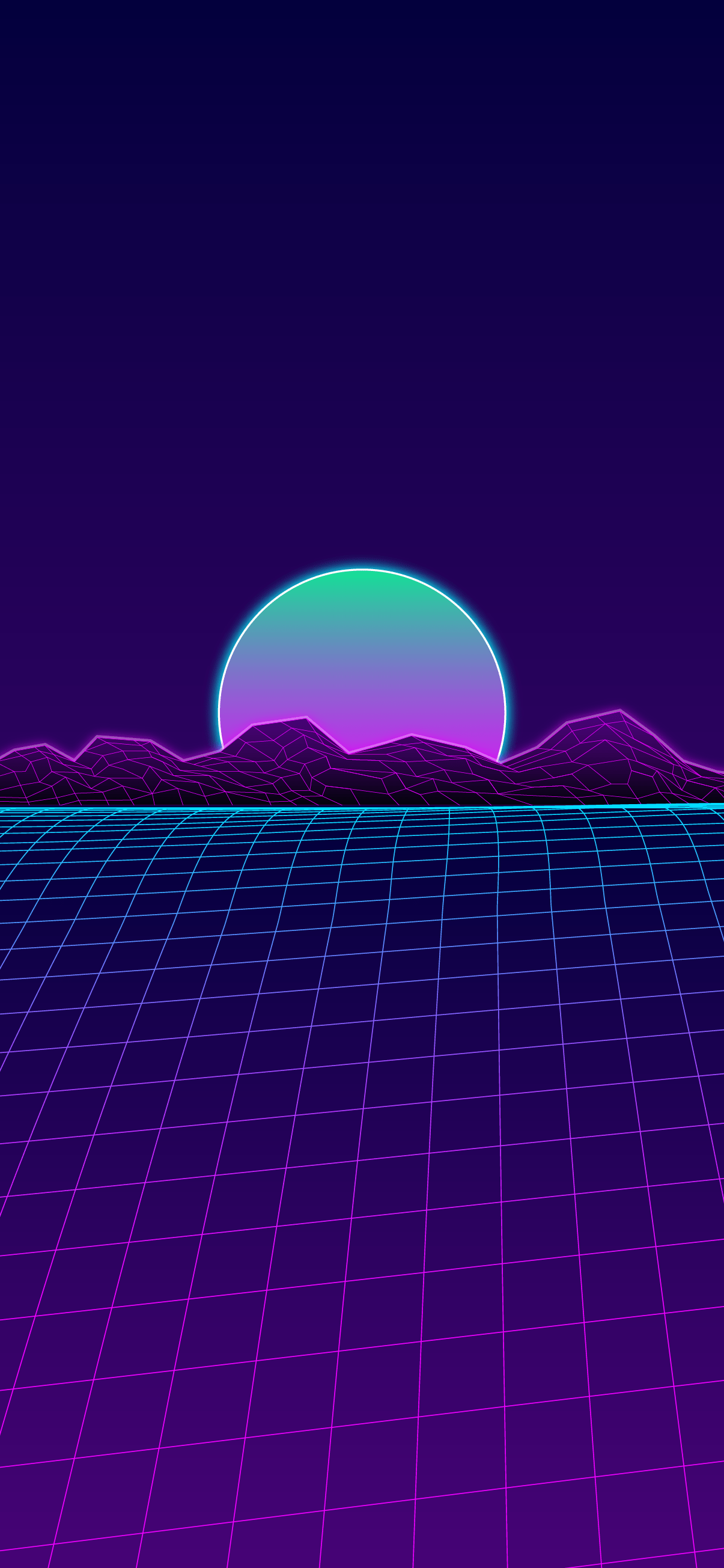 1205x2609 Retro wave sunset phone wallpaper