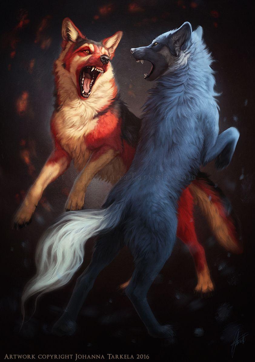 842x1191 Ice And Fire Wolf Wallpaper