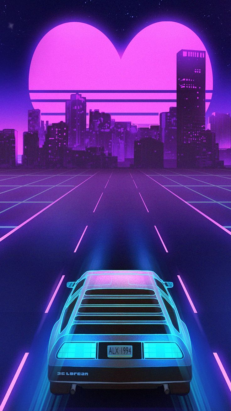 736x1308 Aesthetic retrowave phone wallpaper