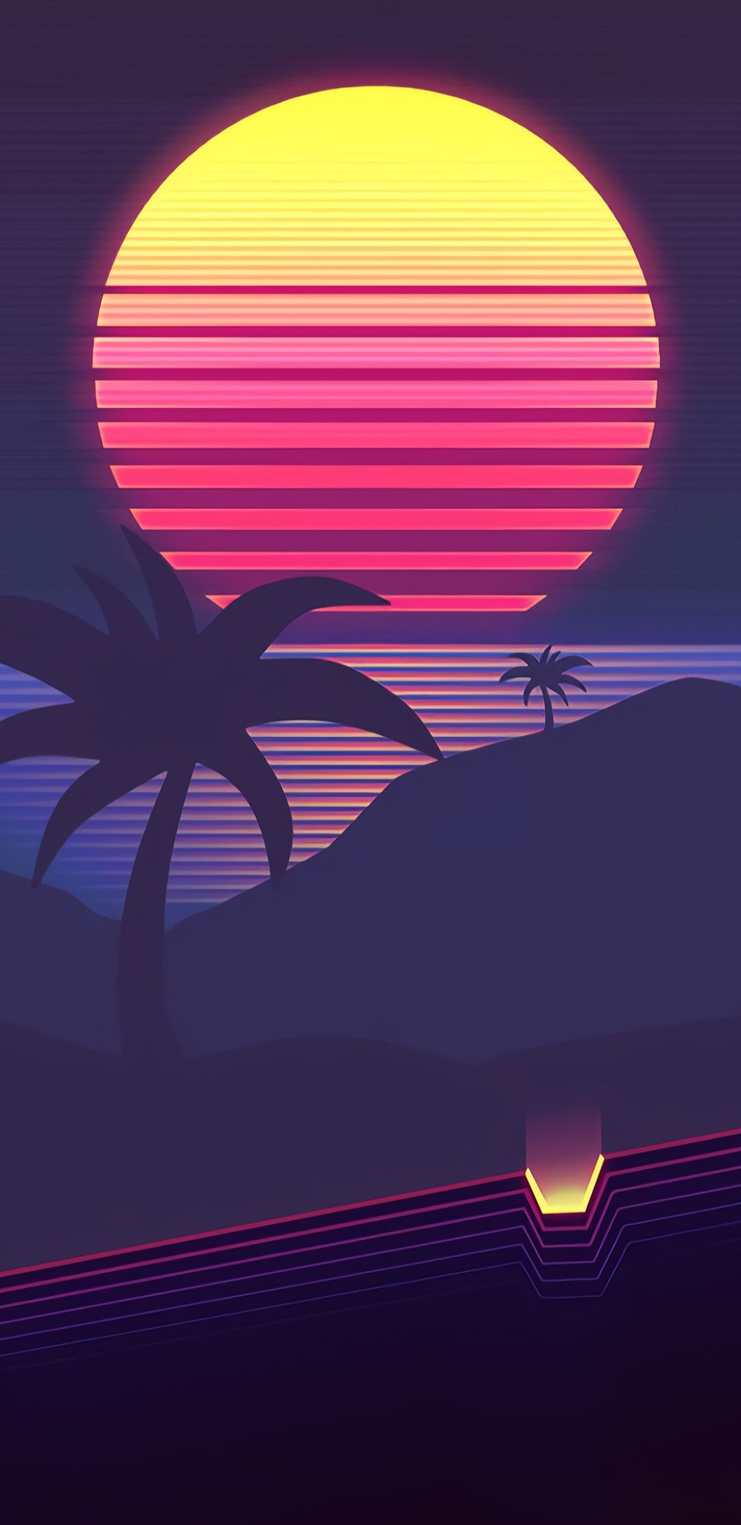 1080x2220 Neon, Artistic, Minimalist, Retro Wave